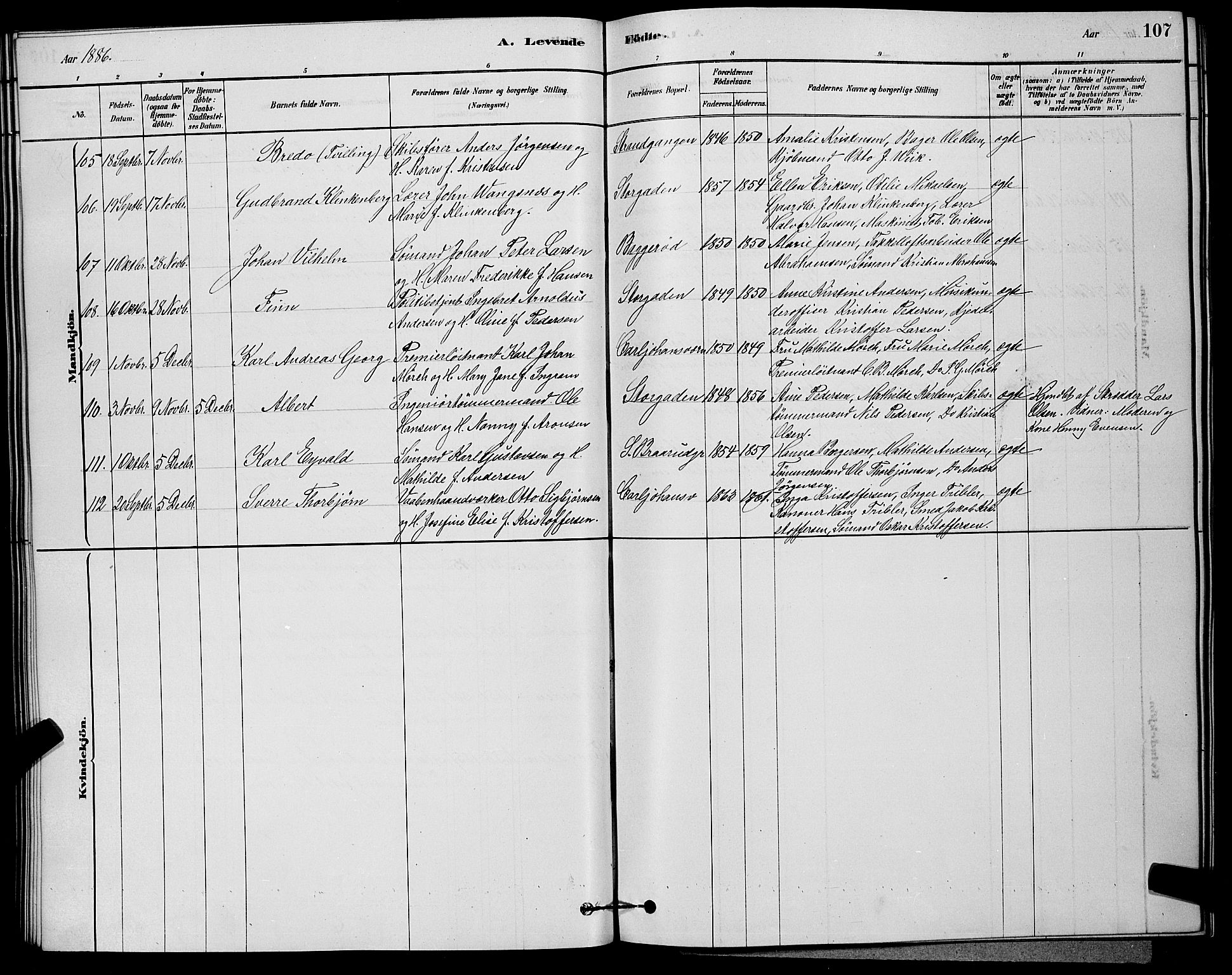 Horten kirkebøker, AV/SAKO-A-348/G/Ga/L0003: Parish register (copy) no. 4, 1878-1887, p. 107