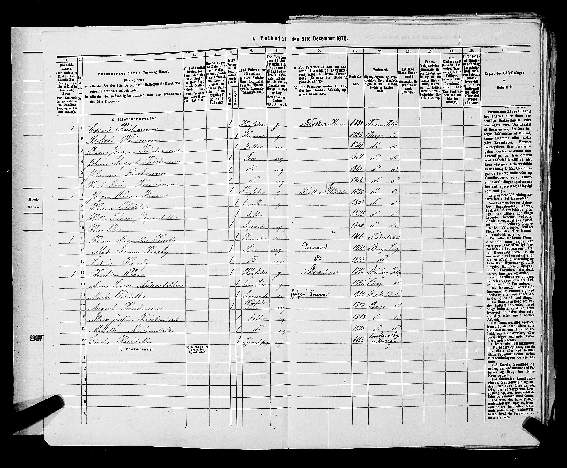 RA, 1875 census for 0116P Berg, 1875, p. 283