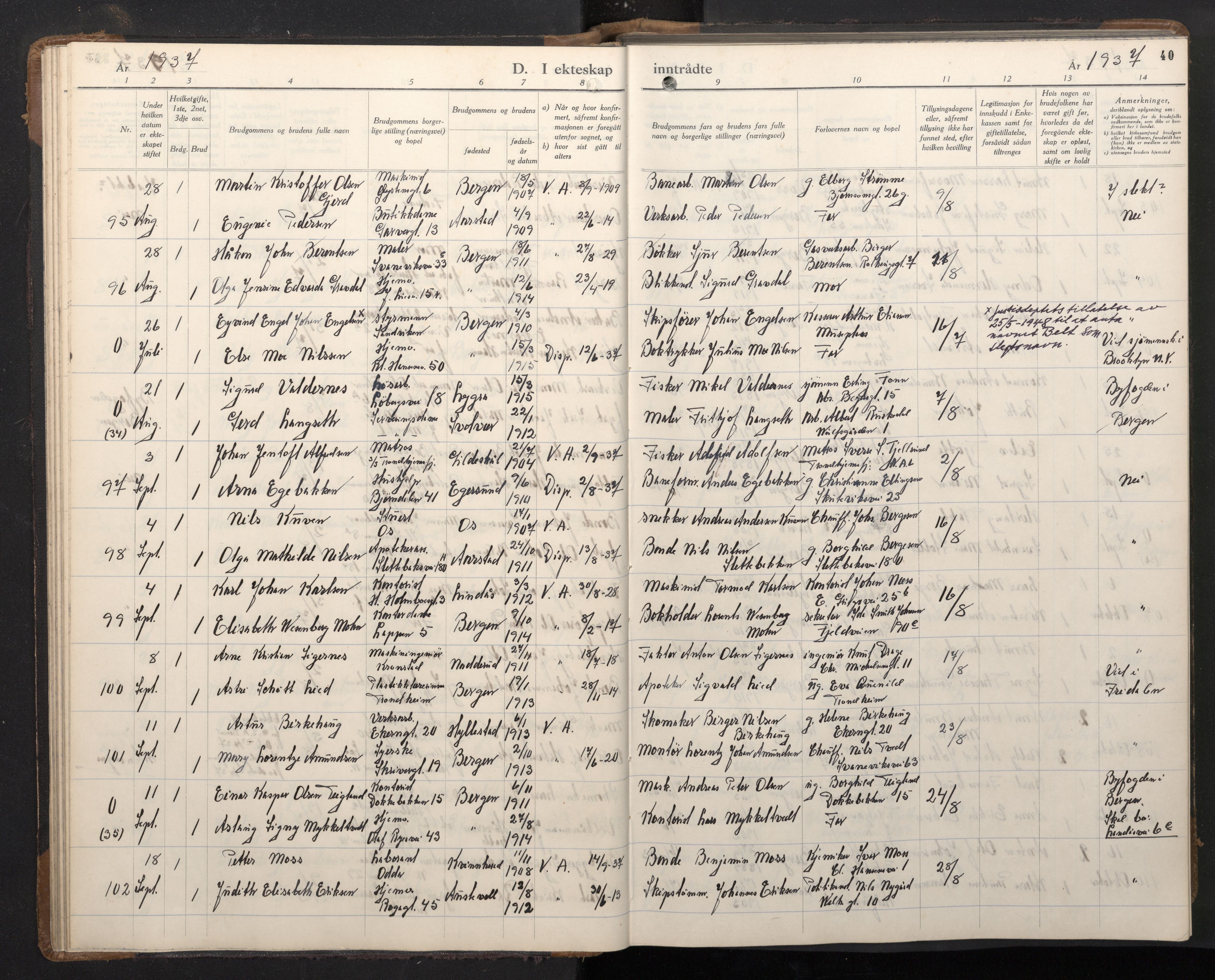 Årstad Sokneprestembete, AV/SAB-A-79301/H/Hab/L0021: Parish register (copy) no. C 3, 1935-1948, p. 39b-40a