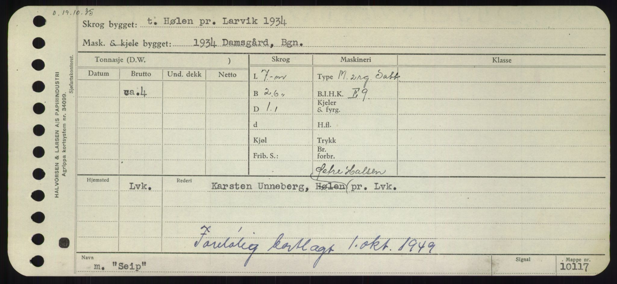 Sjøfartsdirektoratet med forløpere, Skipsmålingen, RA/S-1627/H/Hd/L0032: Fartøy, San-Seve, p. 411