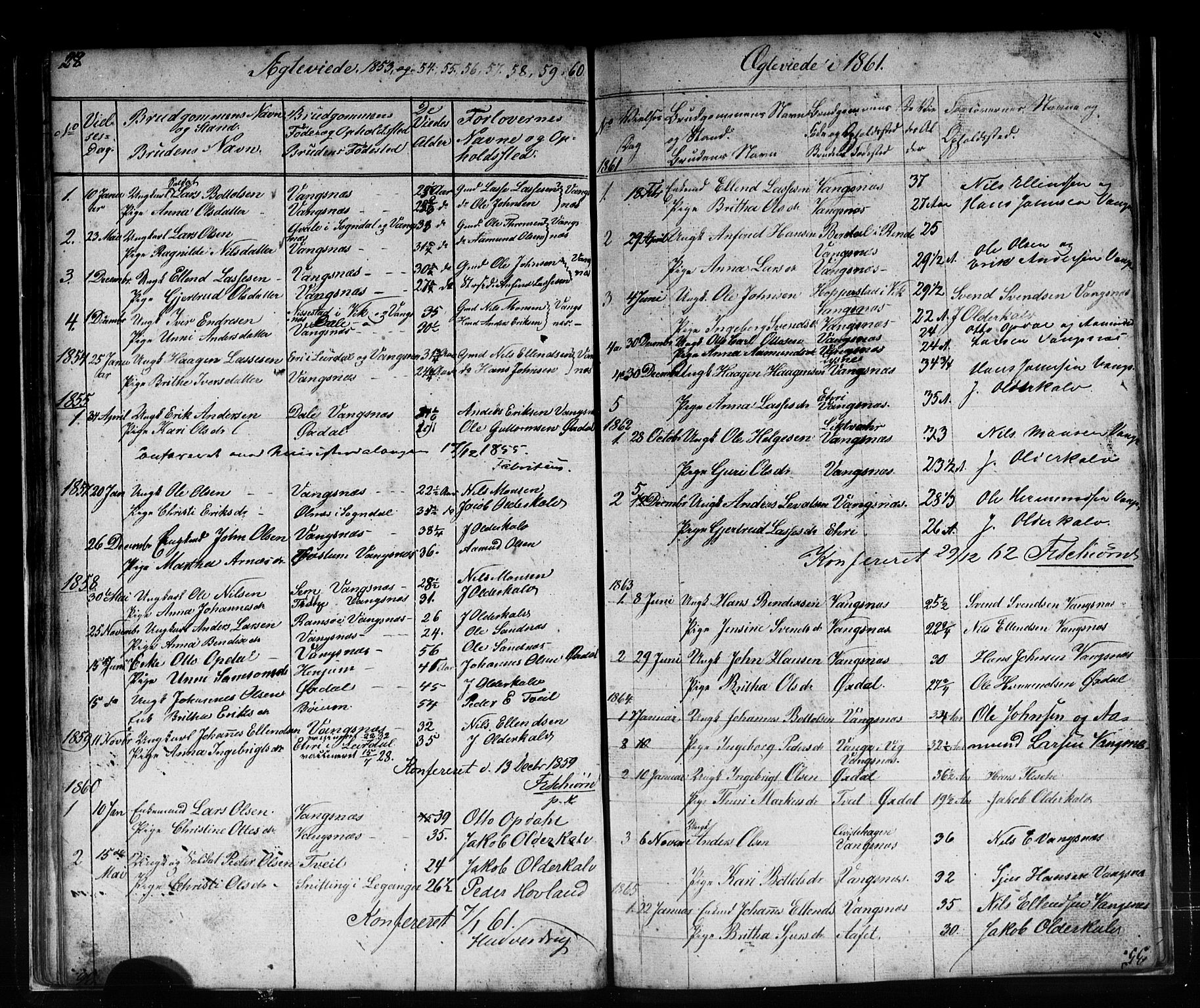 Vik sokneprestembete, SAB/A-81501: Parish register (copy) no. C 1, 1853-1879, p. 28