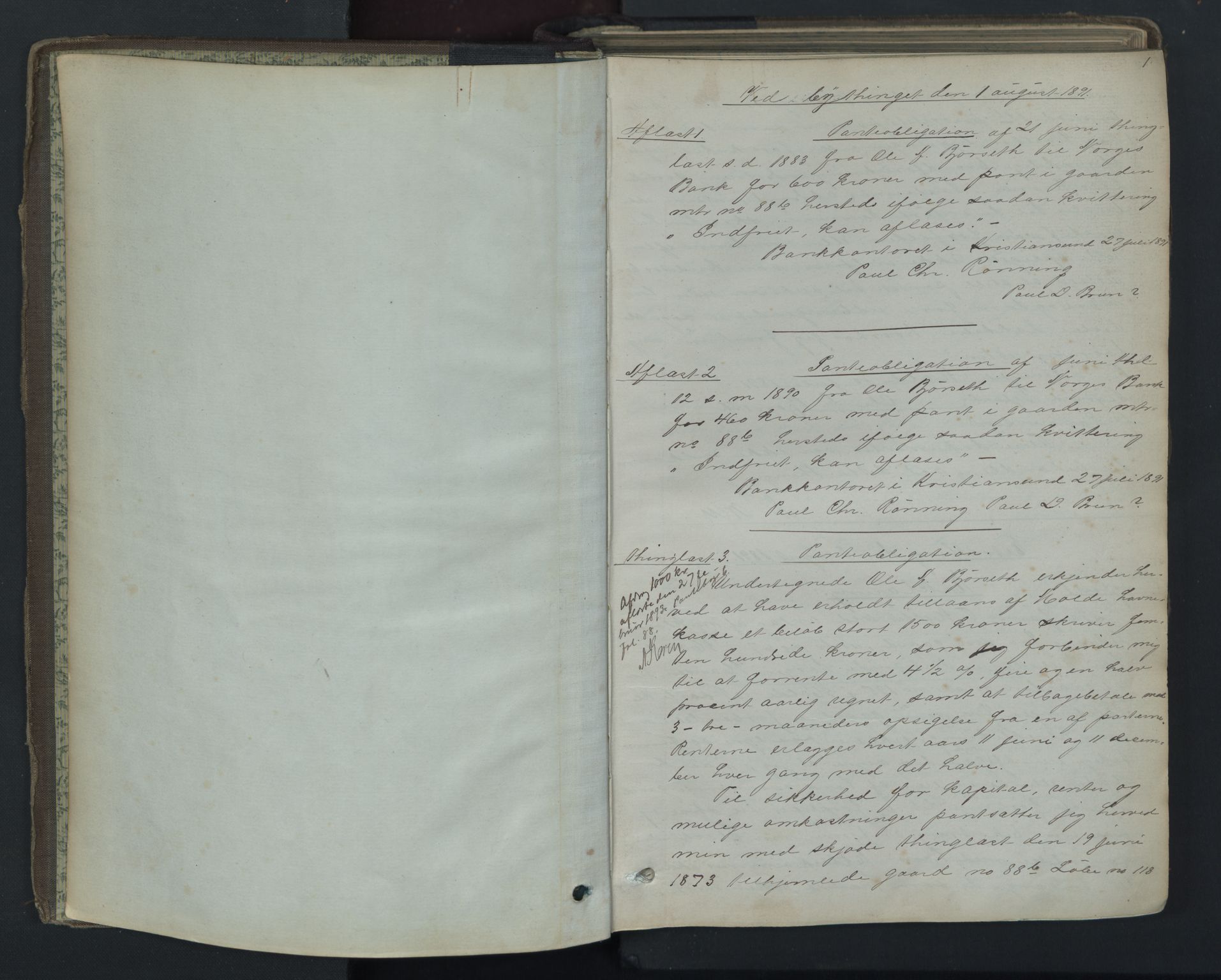 Molde byfogd, AV/SAT-A-0025/2/2C/L0006: Mortgage book no. 6, 1891-1901, p. 1
