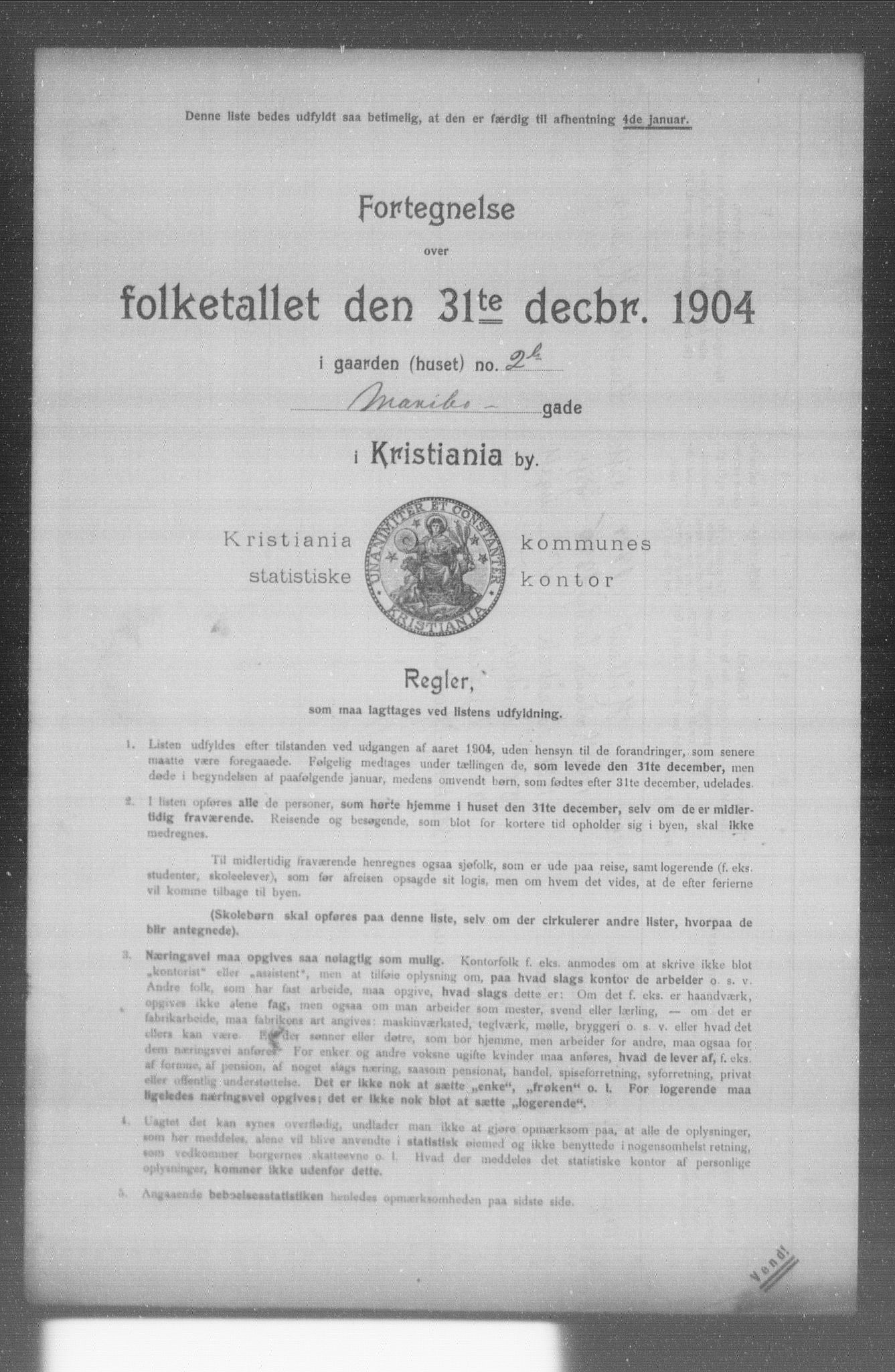 OBA, Municipal Census 1904 for Kristiania, 1904, p. 11663
