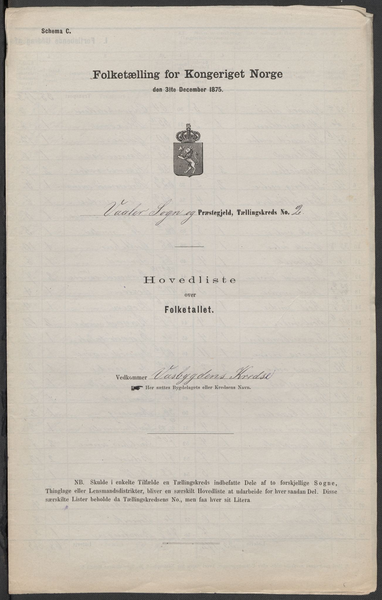 RA, 1875 census for 0137P Våler, 1875, p. 4