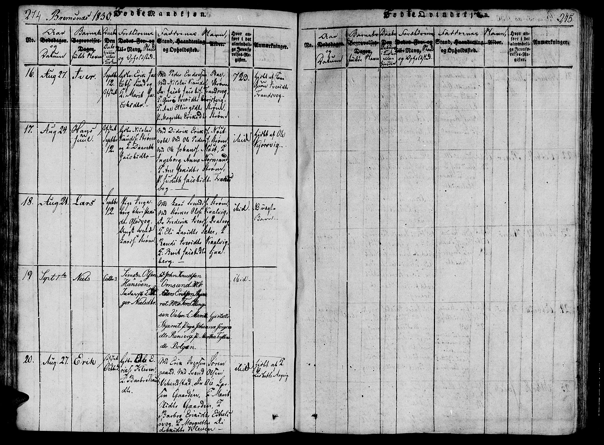 Ministerialprotokoller, klokkerbøker og fødselsregistre - Møre og Romsdal, AV/SAT-A-1454/568/L0800: Parish register (official) no. 568A09 /2, 1820-1830, p. 274-275