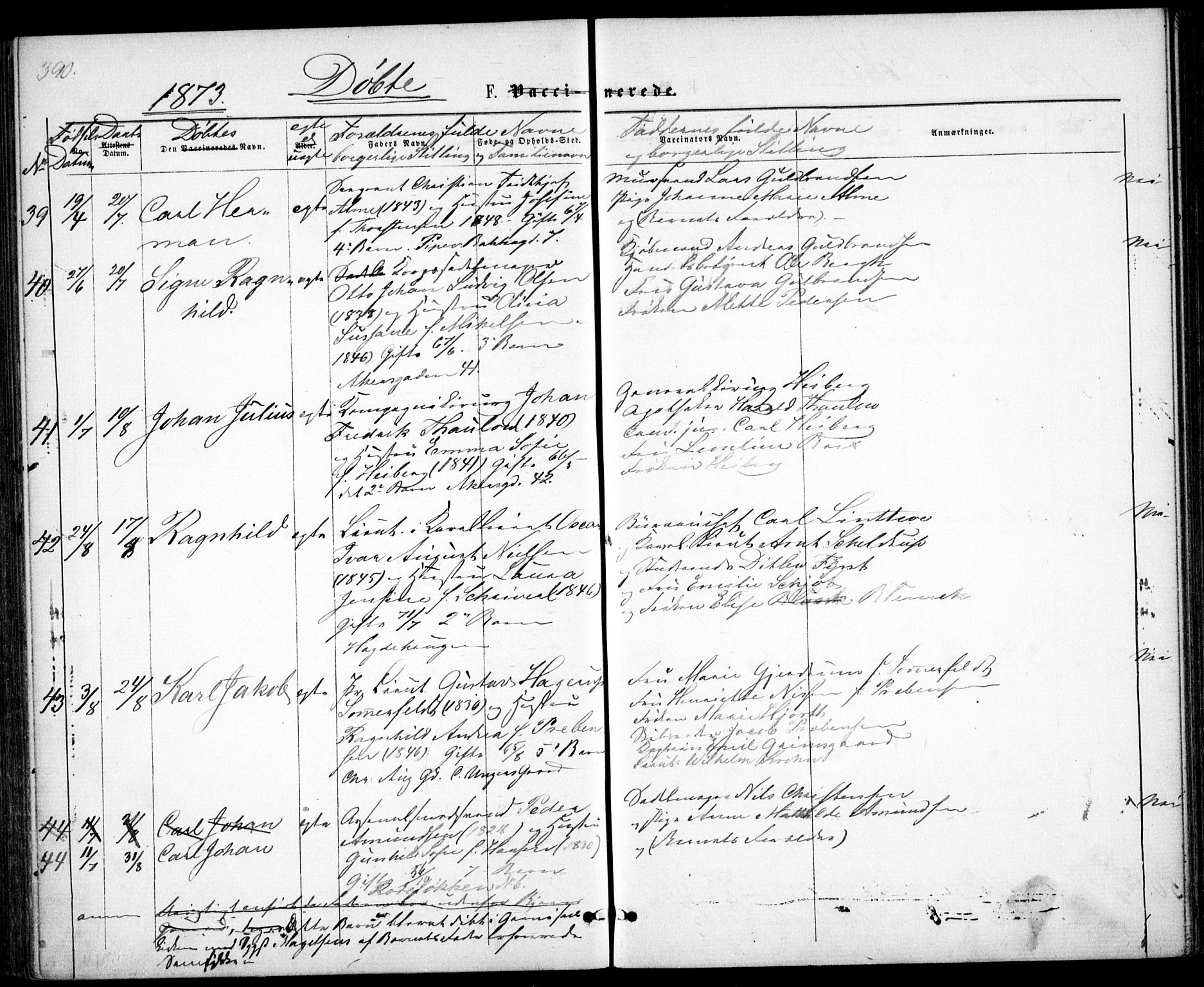 Garnisonsmenigheten Kirkebøker, AV/SAO-A-10846/G/Ga/L0006: Parish register (copy) no. 6, 1860-1880, p. 390