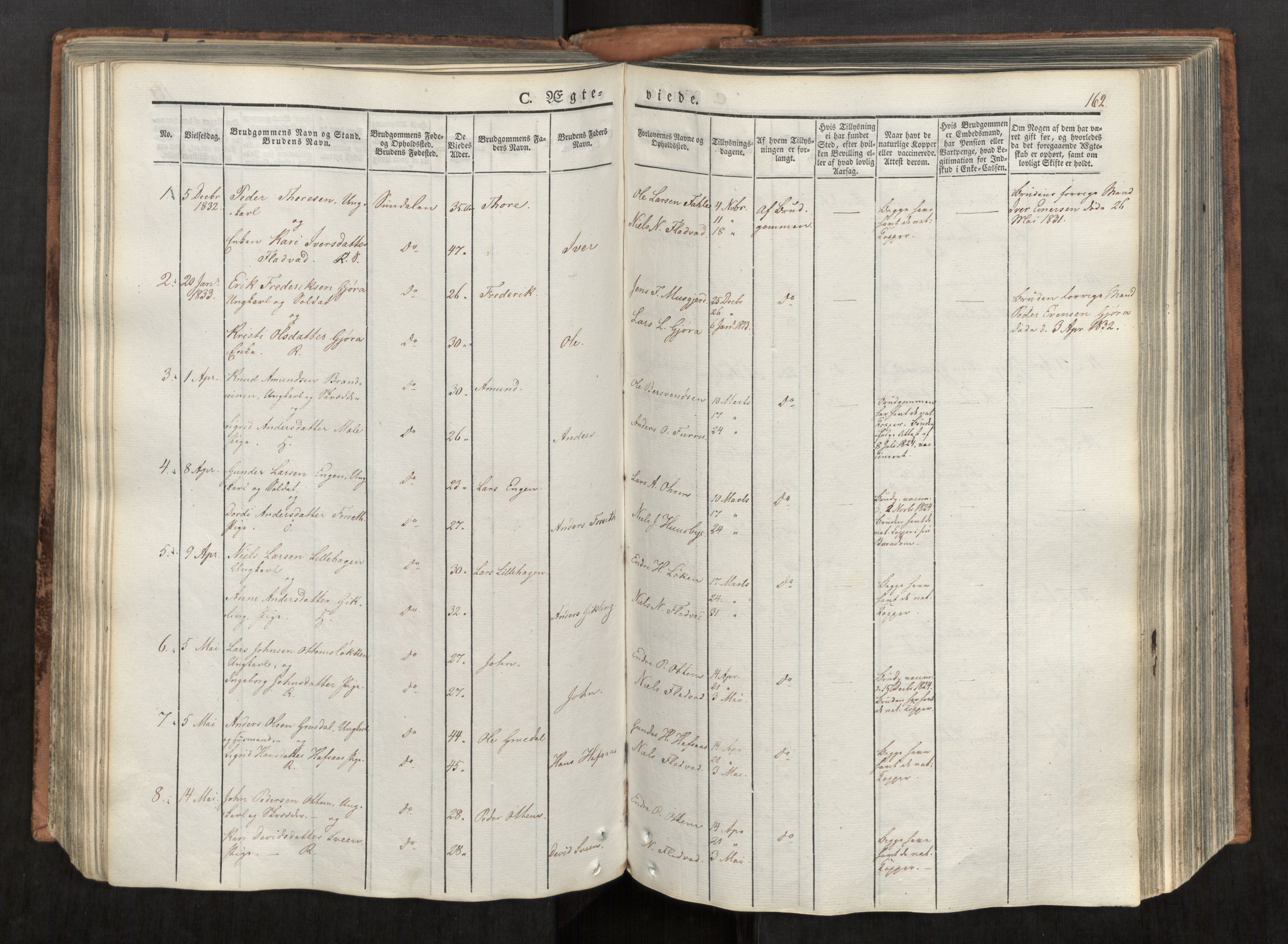 Ministerialprotokoller, klokkerbøker og fødselsregistre - Møre og Romsdal, SAT/A-1454/590/L1012: Parish register (official) no. 590A04, 1832-1846, p. 162