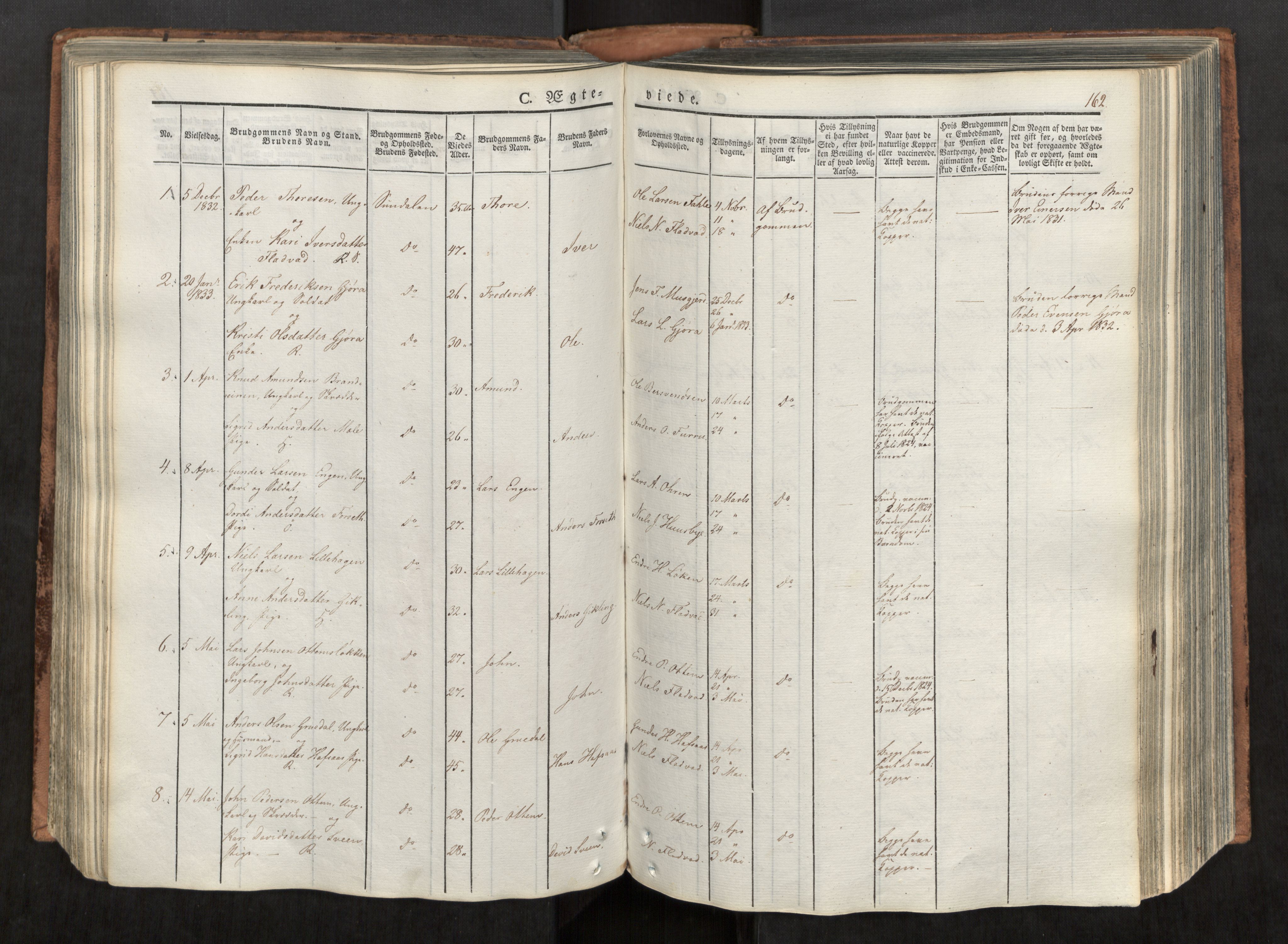 Ministerialprotokoller, klokkerbøker og fødselsregistre - Møre og Romsdal, AV/SAT-A-1454/590/L1012: Parish register (official) no. 590A04, 1832-1846, p. 162