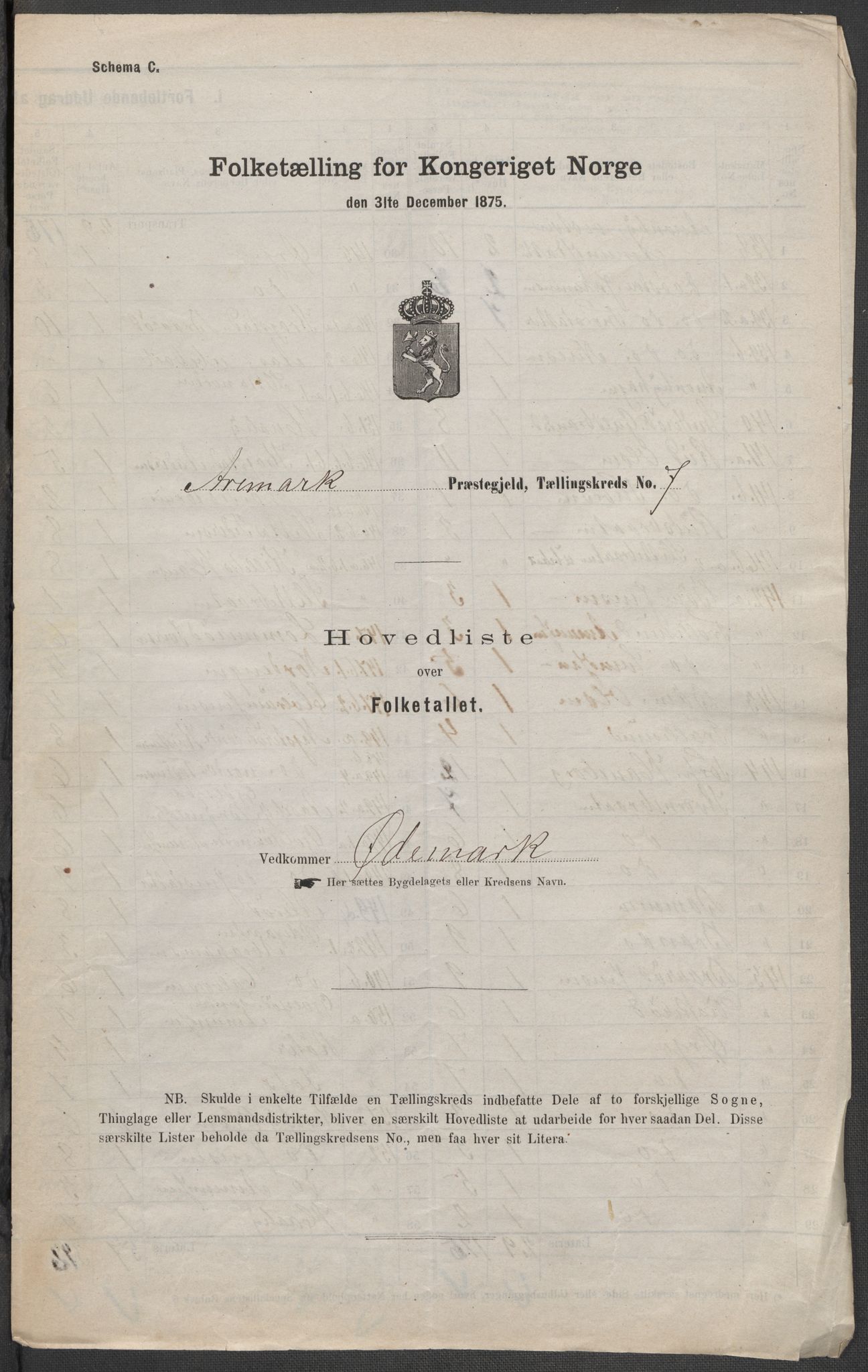 RA, 1875 census for 0118P Aremark, 1875, p. 19