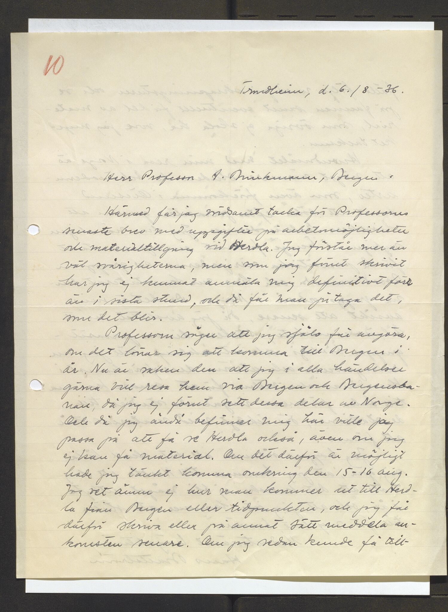 Bergens Museum, AV/SAB-A-17301/13/D/L0002: Korrespondanse , 1928-1940, p. 334
