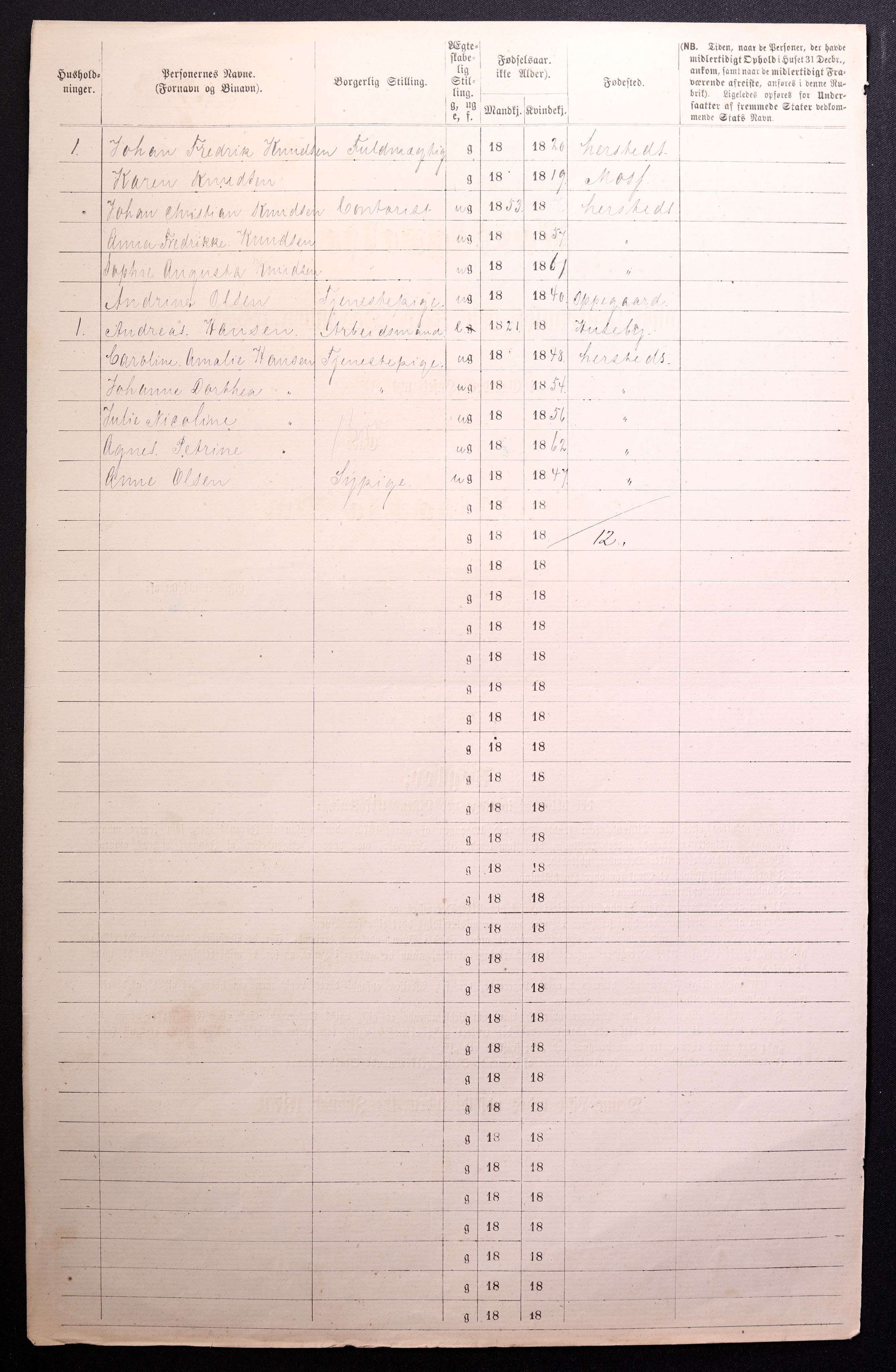 RA, 1870 census for 0301 Kristiania, 1870, p. 2037