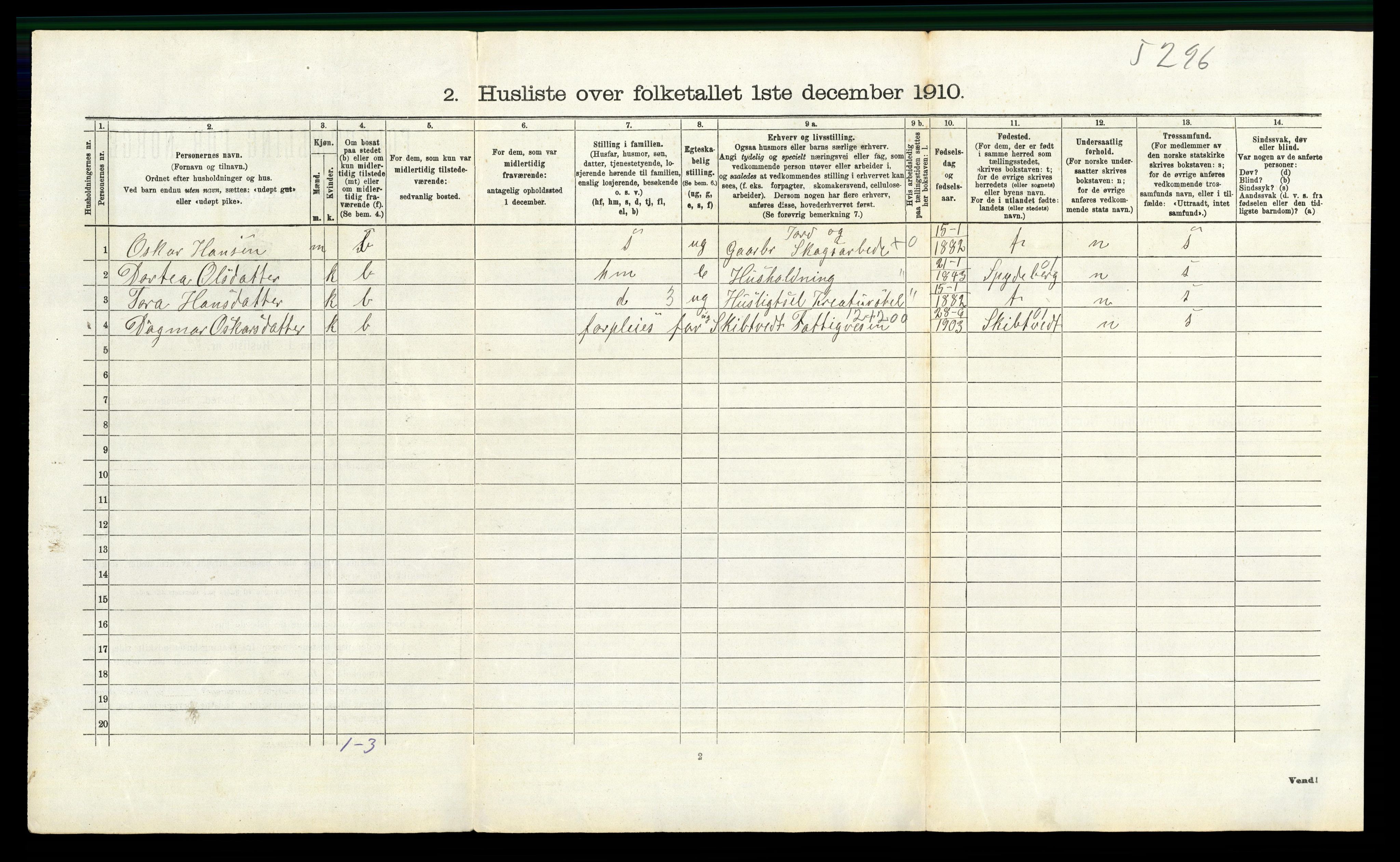 RA, 1910 census for Våler, 1910, p. 493