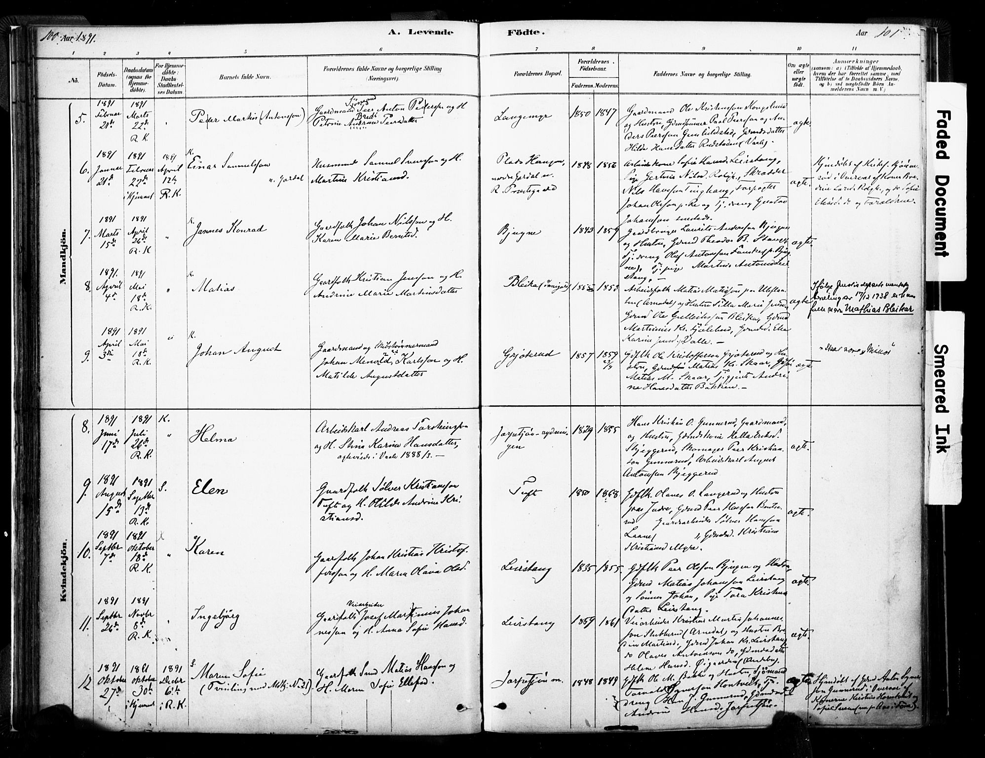 Ramnes kirkebøker, AV/SAKO-A-314/F/Fa/L0007: Parish register (official) no. I 7, 1878-1895, p. 100-101