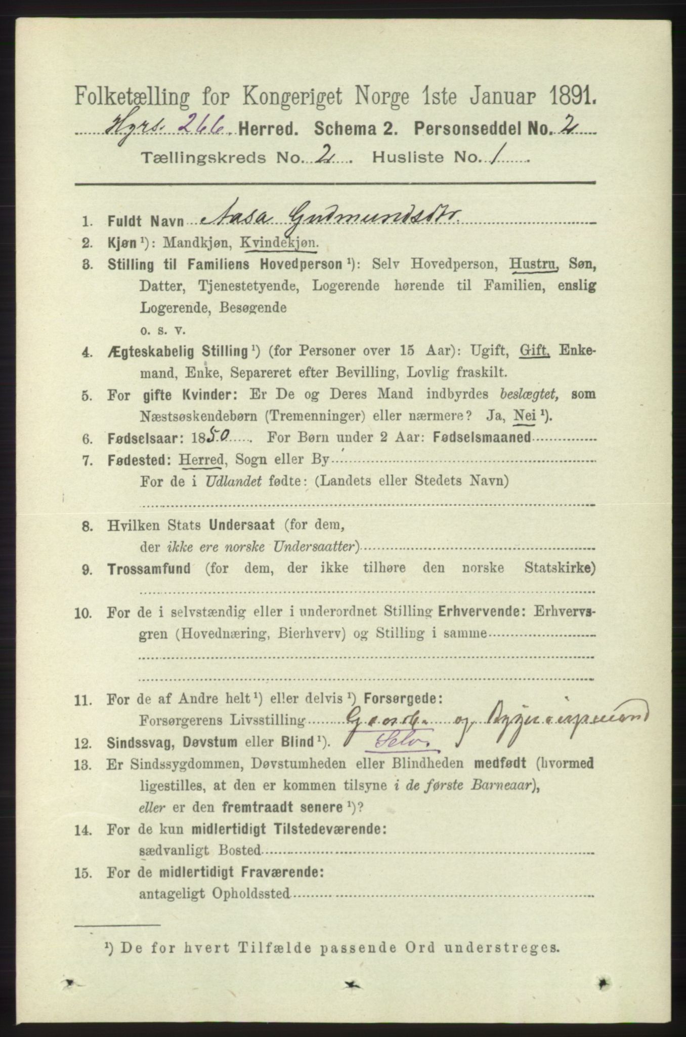 RA, 1891 census for 1253 Hosanger, 1891, p. 577