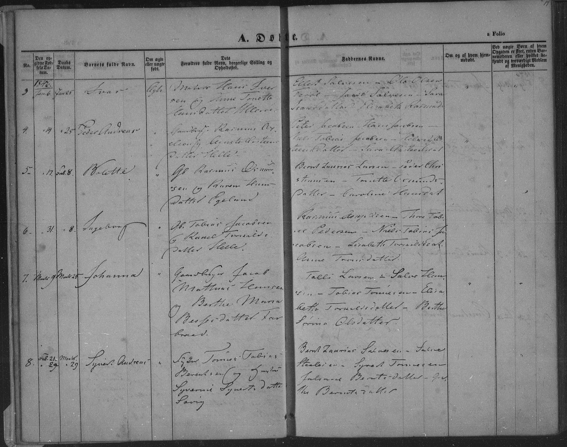Herad sokneprestkontor, SAK/1111-0018/F/Fa/Fab/L0003: Parish register (official) no. A 3, 1844-1853, p. 17