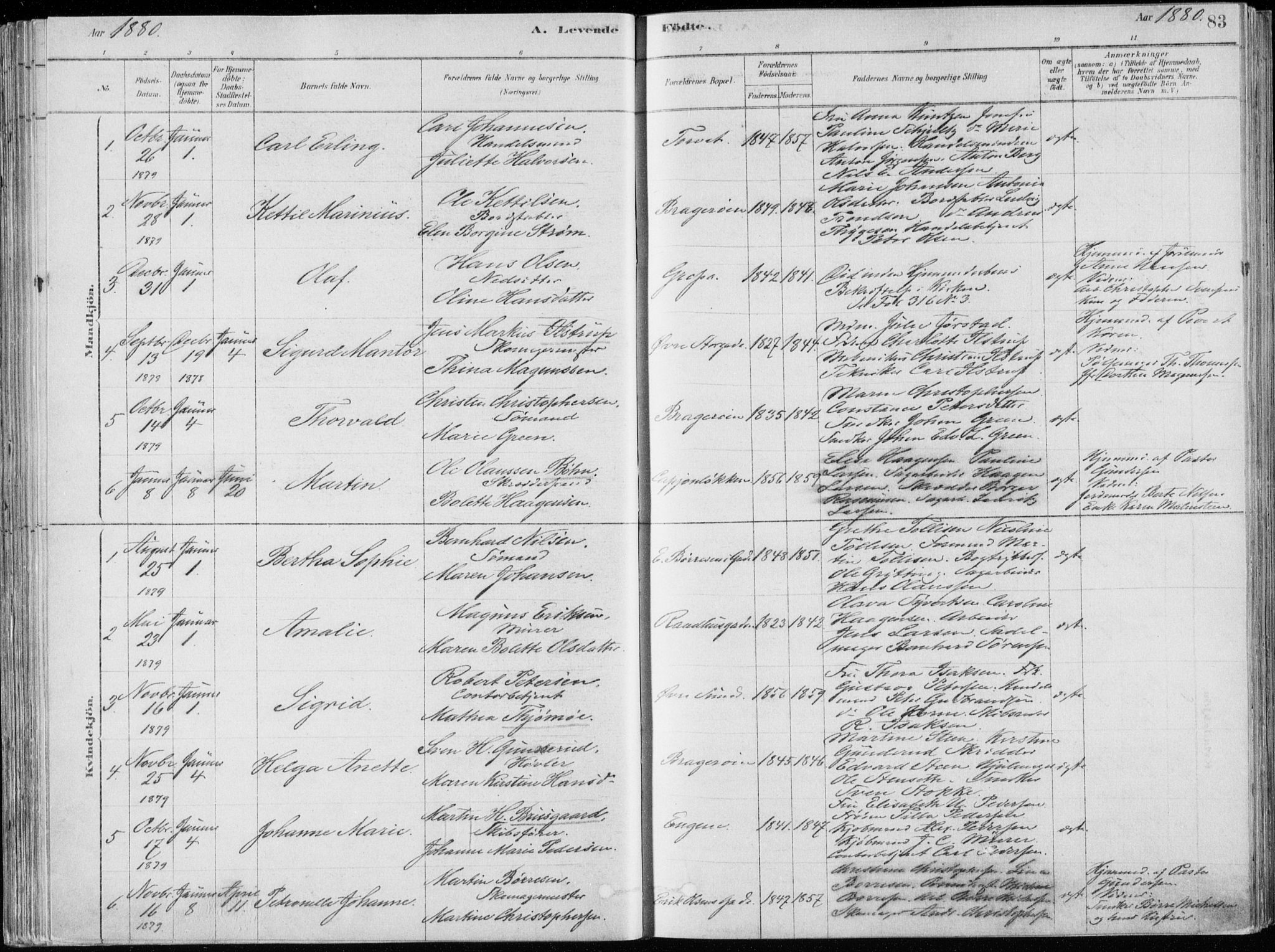 Bragernes kirkebøker, SAKO/A-6/F/Fb/L0006a: Parish register (official) no. II 6A, 1878-1885, p. 83