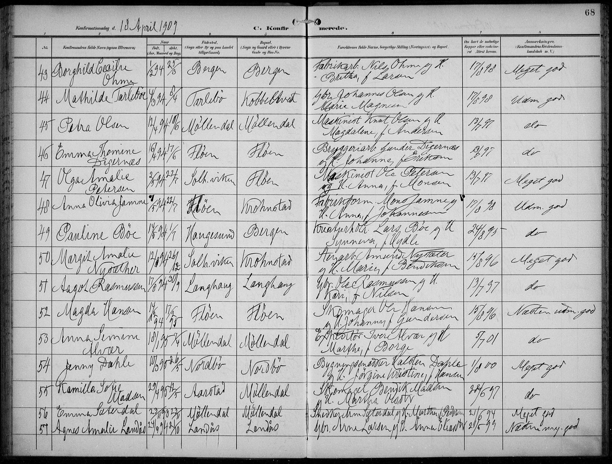 Årstad Sokneprestembete, AV/SAB-A-79301/H/Haa/L0007: Parish register (official) no. B 2, 1901-1914, p. 68