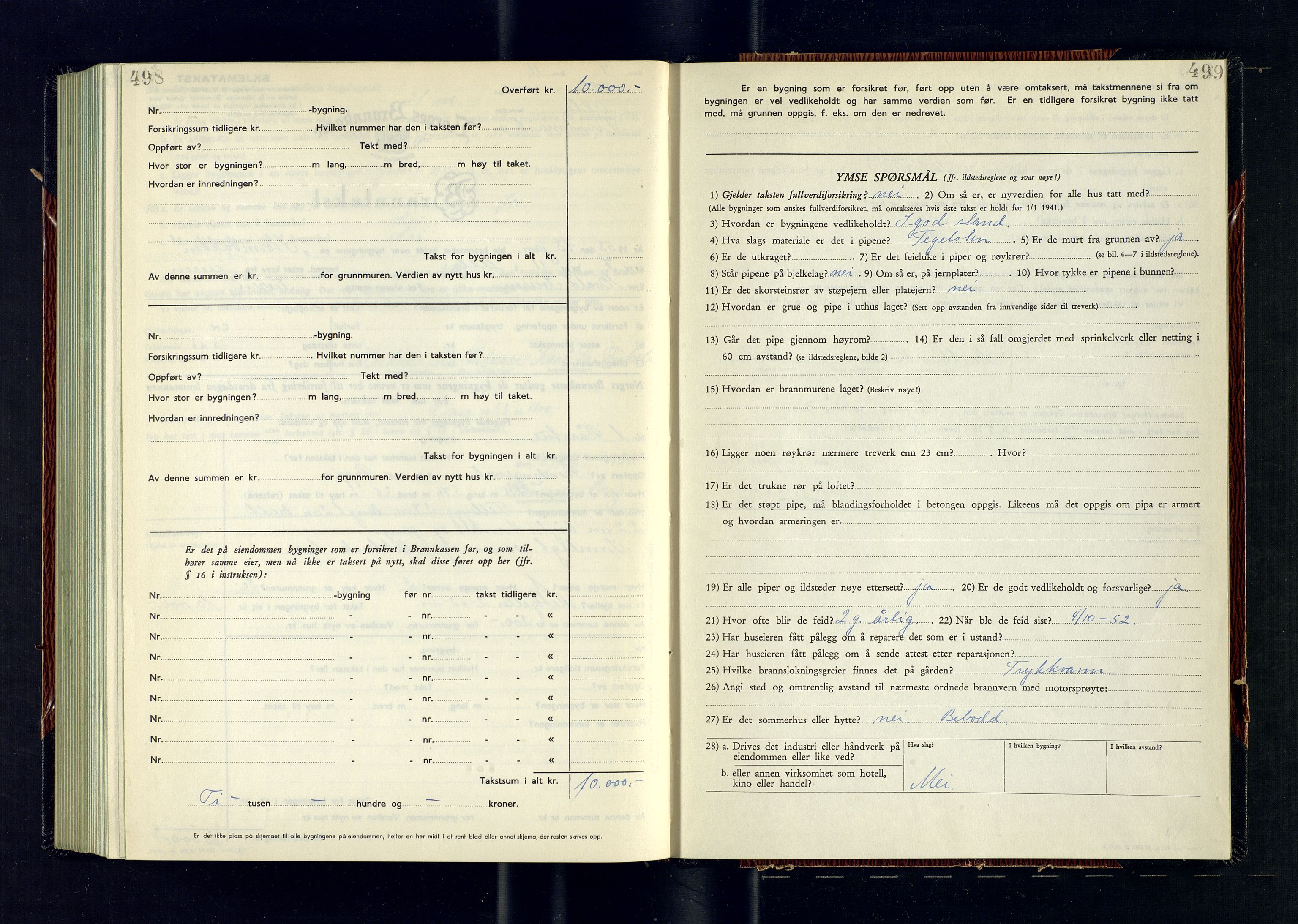 Alta lensmannskontor, AV/SATØ-S-1165/O/Ob/L0184: Branntakstprotokoll, 1950-1953, p. 498-499