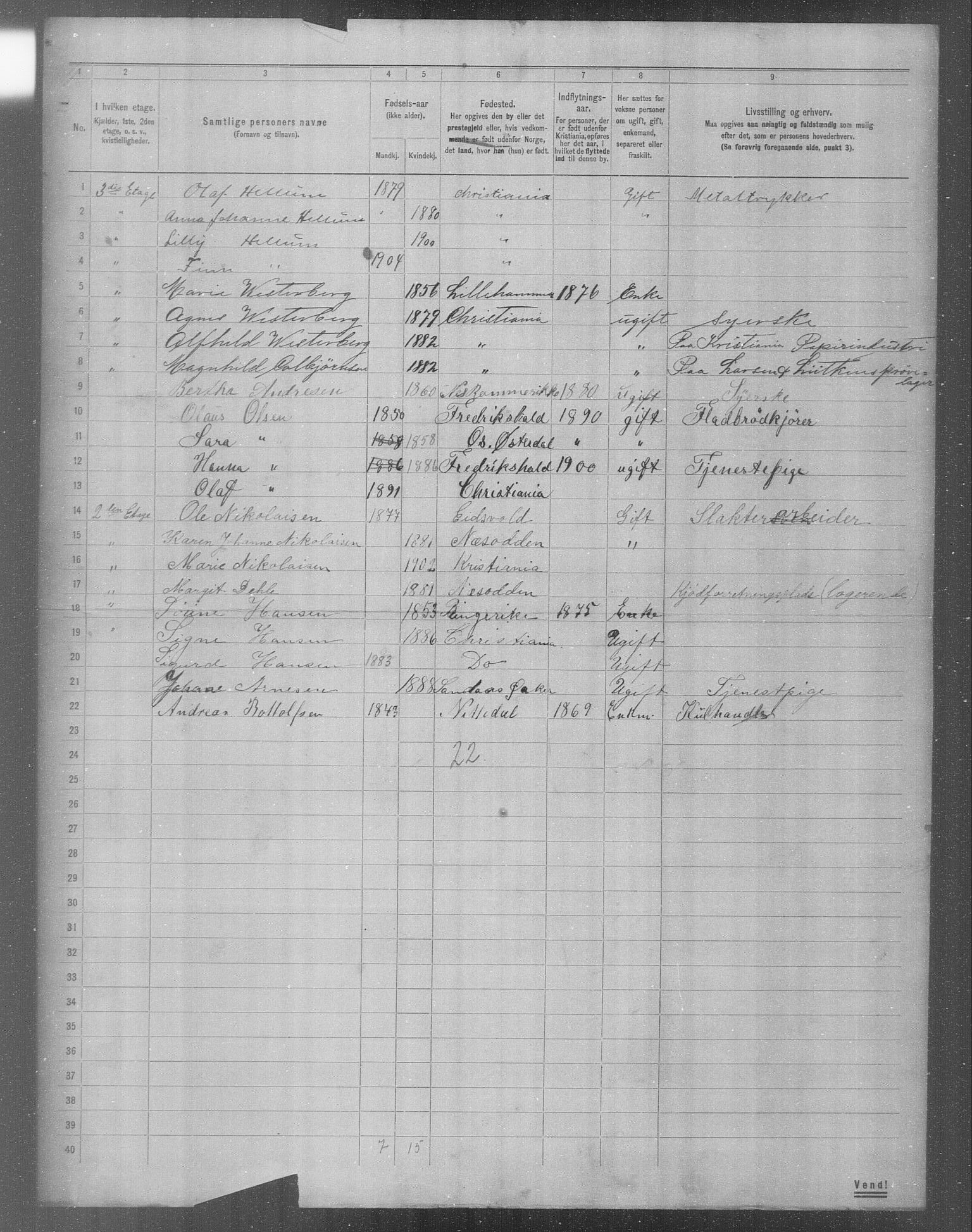 OBA, Municipal Census 1904 for Kristiania, 1904, p. 11082