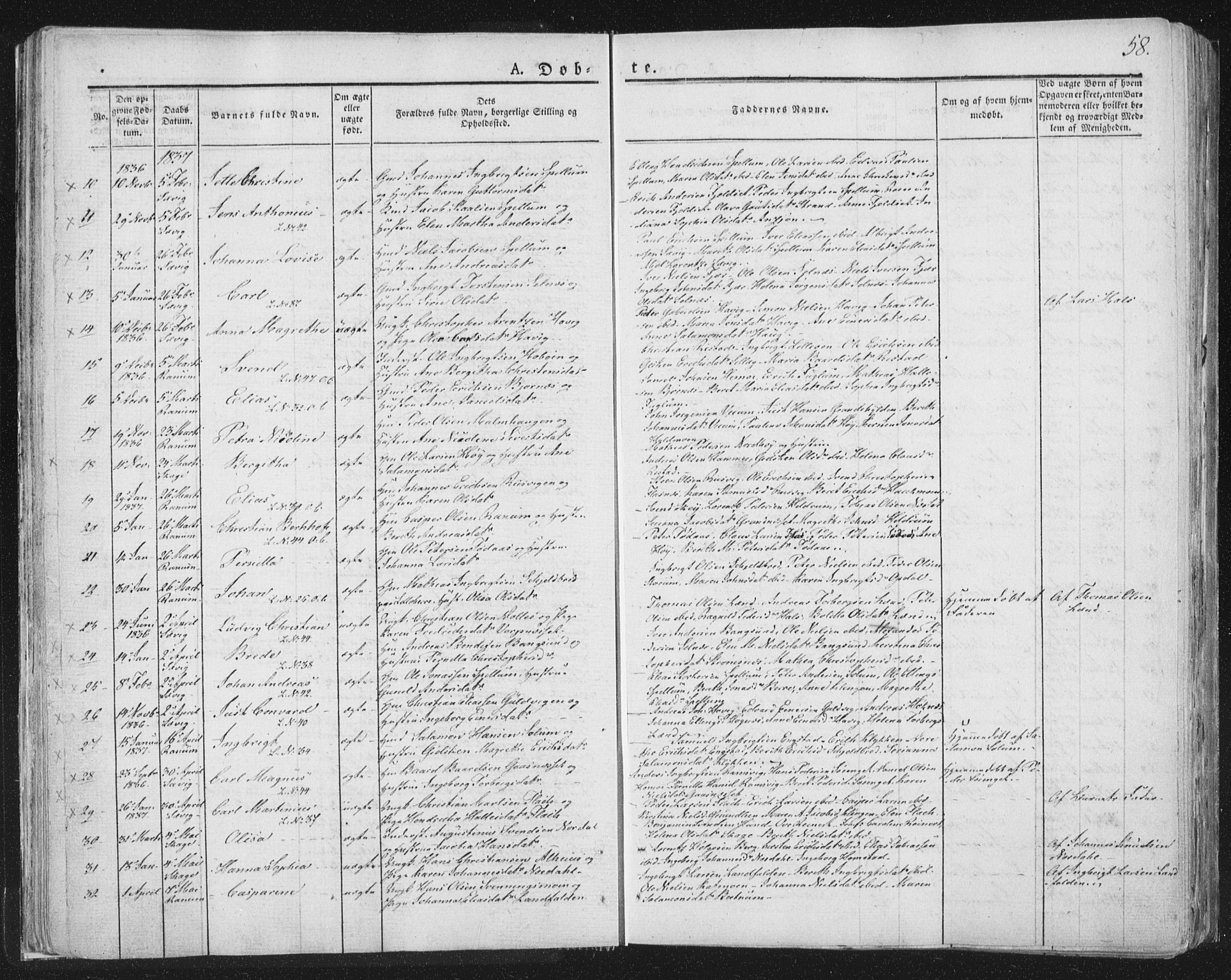 Ministerialprotokoller, klokkerbøker og fødselsregistre - Nord-Trøndelag, SAT/A-1458/764/L0551: Parish register (official) no. 764A07a, 1824-1864, p. 58