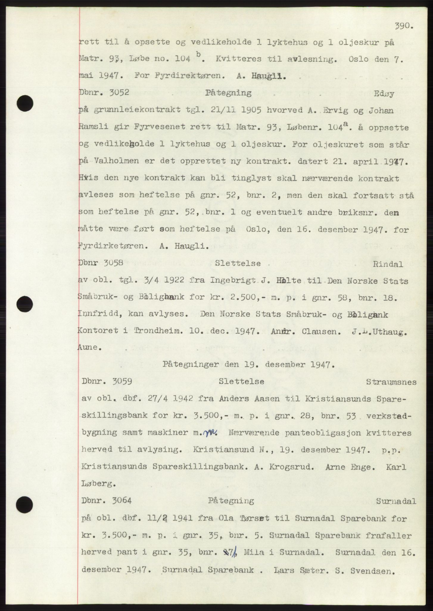 Nordmøre sorenskriveri, SAT/A-4132/1/2/2Ca: Mortgage book no. C82b, 1946-1951, Diary no: : 3052/1947