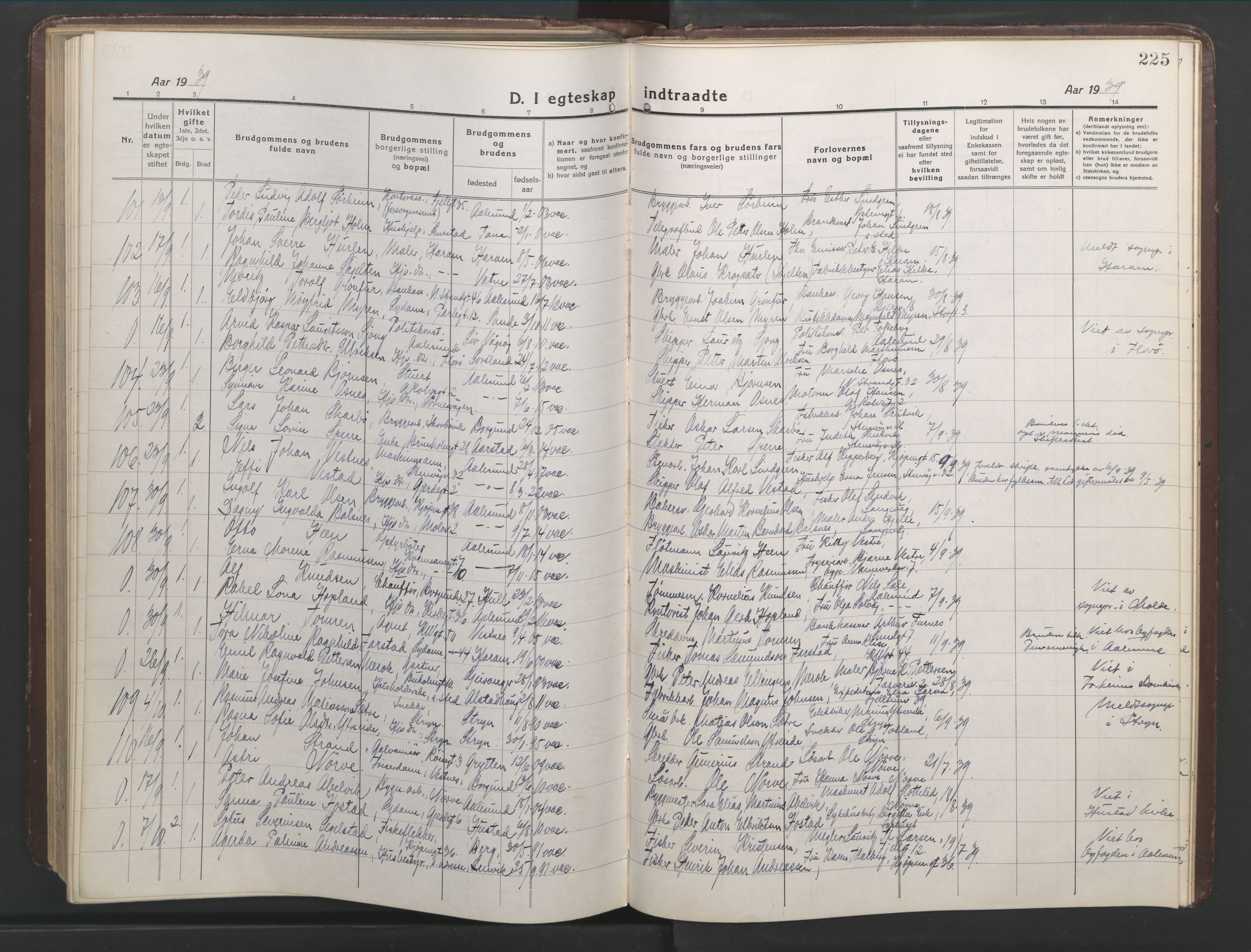 Ministerialprotokoller, klokkerbøker og fødselsregistre - Møre og Romsdal, AV/SAT-A-1454/529/L0473: Parish register (copy) no. 529C10, 1918-1941, p. 225