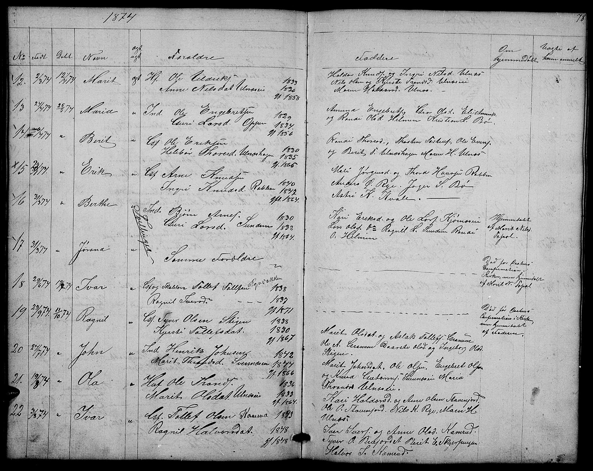 Nord-Aurdal prestekontor, SAH/PREST-132/H/Ha/Hab/L0004: Parish register (copy) no. 4, 1842-1882, p. 78