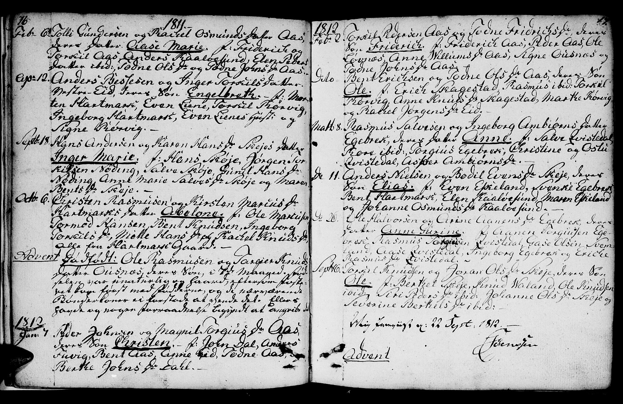 Mandal sokneprestkontor, SAK/1111-0030/F/Fb/Fbb/L0001: Parish register (copy) no. B 1, 1802-1846, p. 16-17