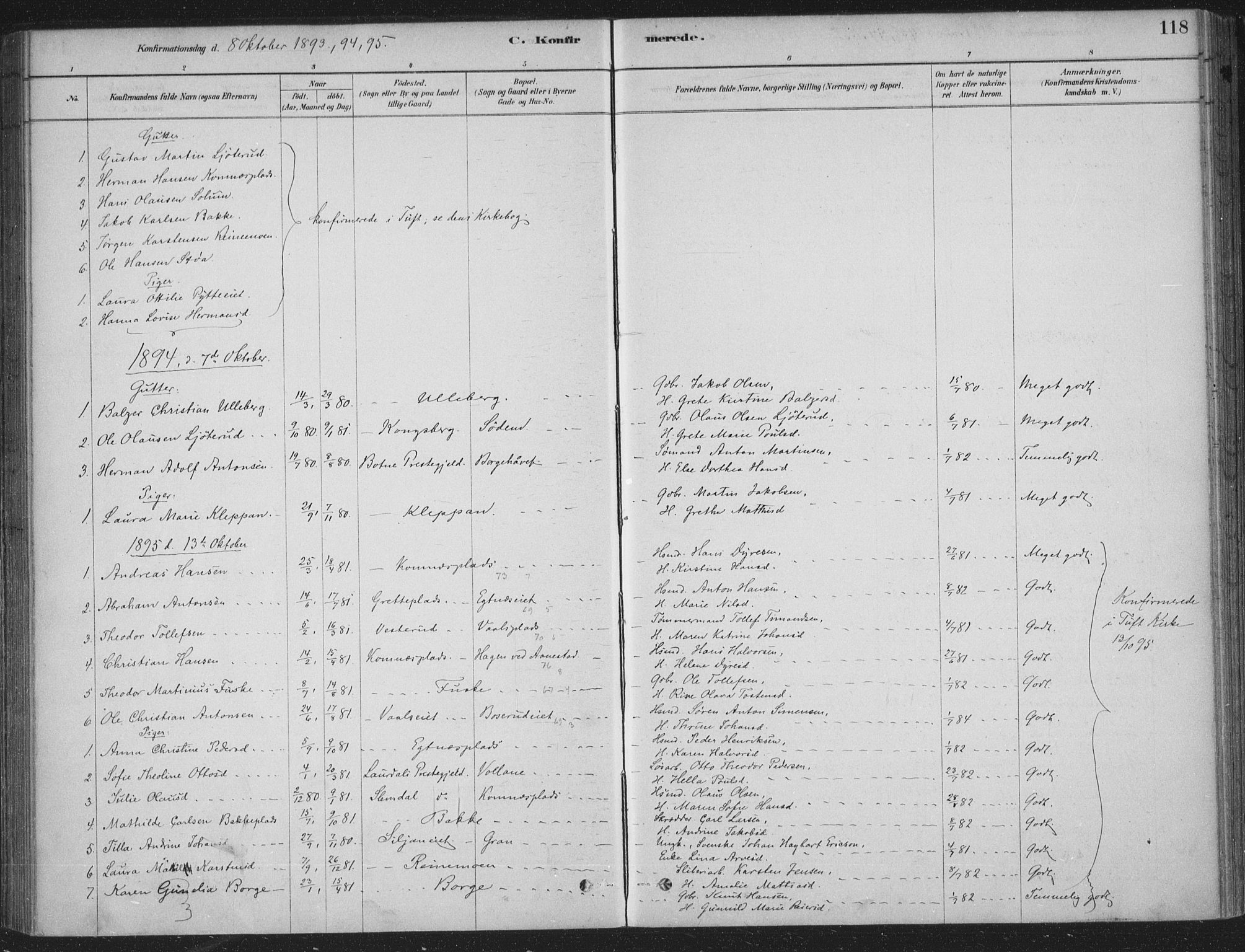 Sandsvær kirkebøker, AV/SAKO-A-244/F/Fe/L0001: Parish register (official) no. V 1, 1878-1936, p. 118