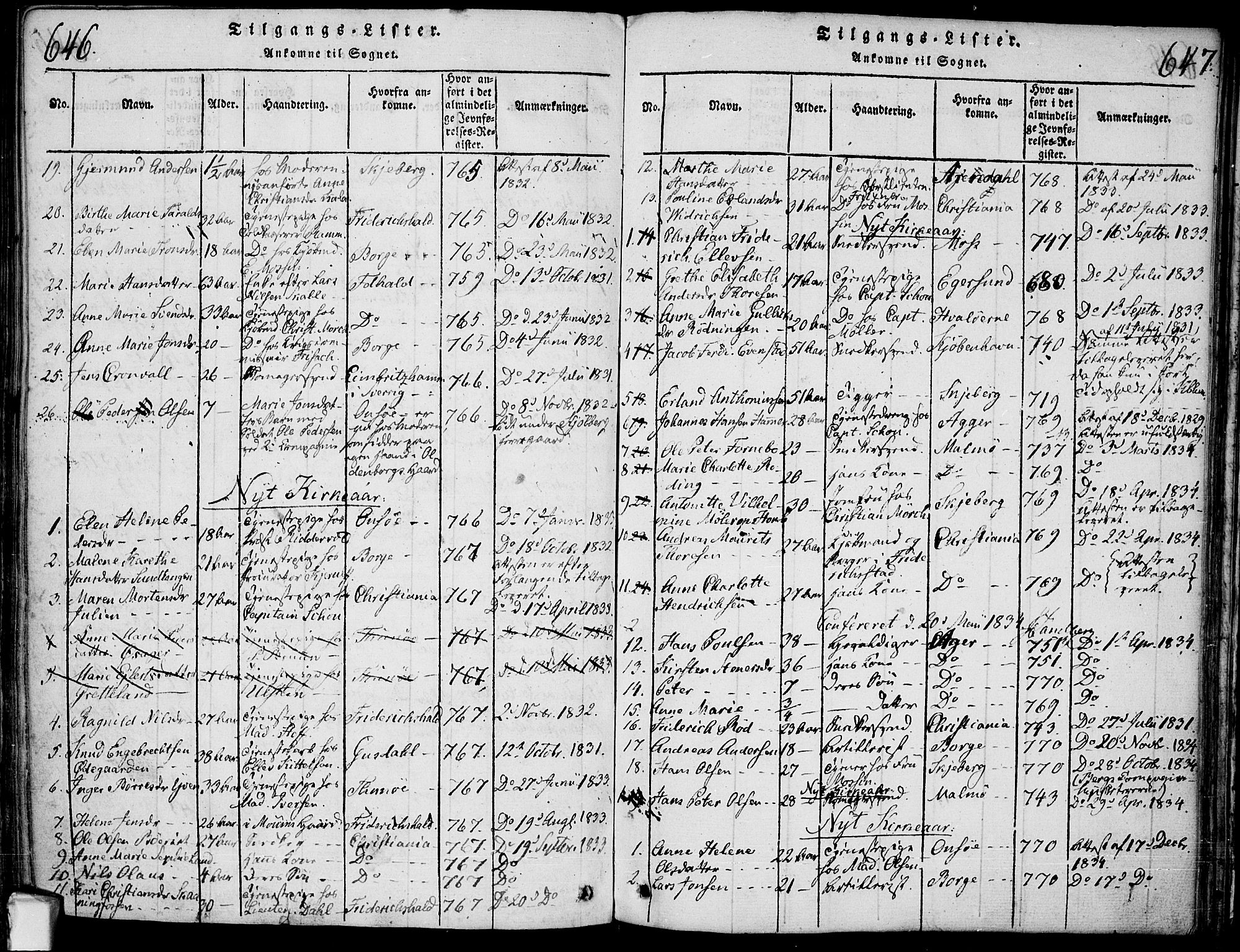 Fredrikstad prestekontor Kirkebøker, SAO/A-11082/F/Fa/L0004: Parish register (official) no. 4, 1816-1834, p. 646-647
