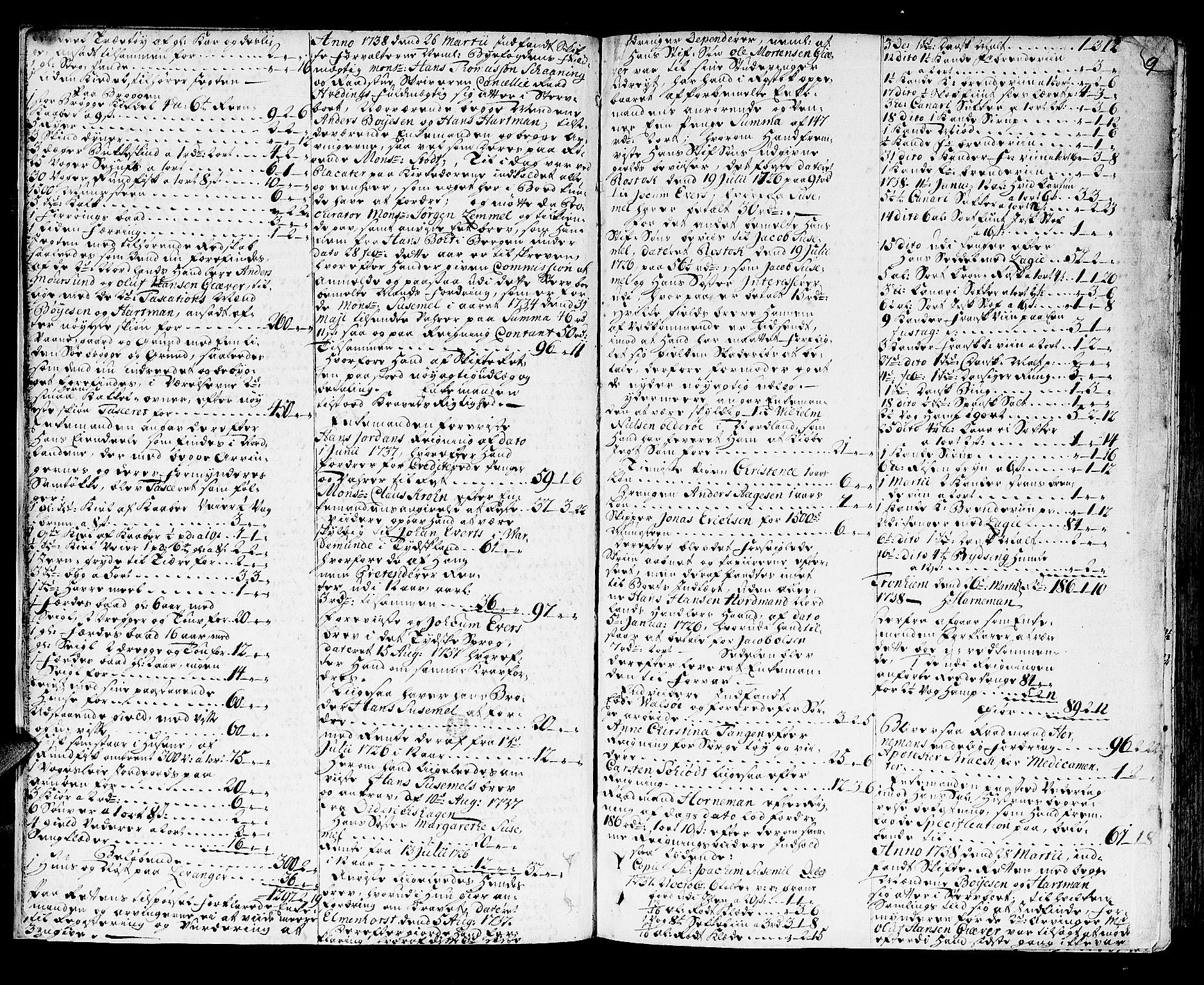 Trondheim byfogd, AV/SAT-A-0003/1/3/3A/L0014: Skifteprotokoll - gml.nr.13a. (m/ register), 1737-1742, p. 8b-9a