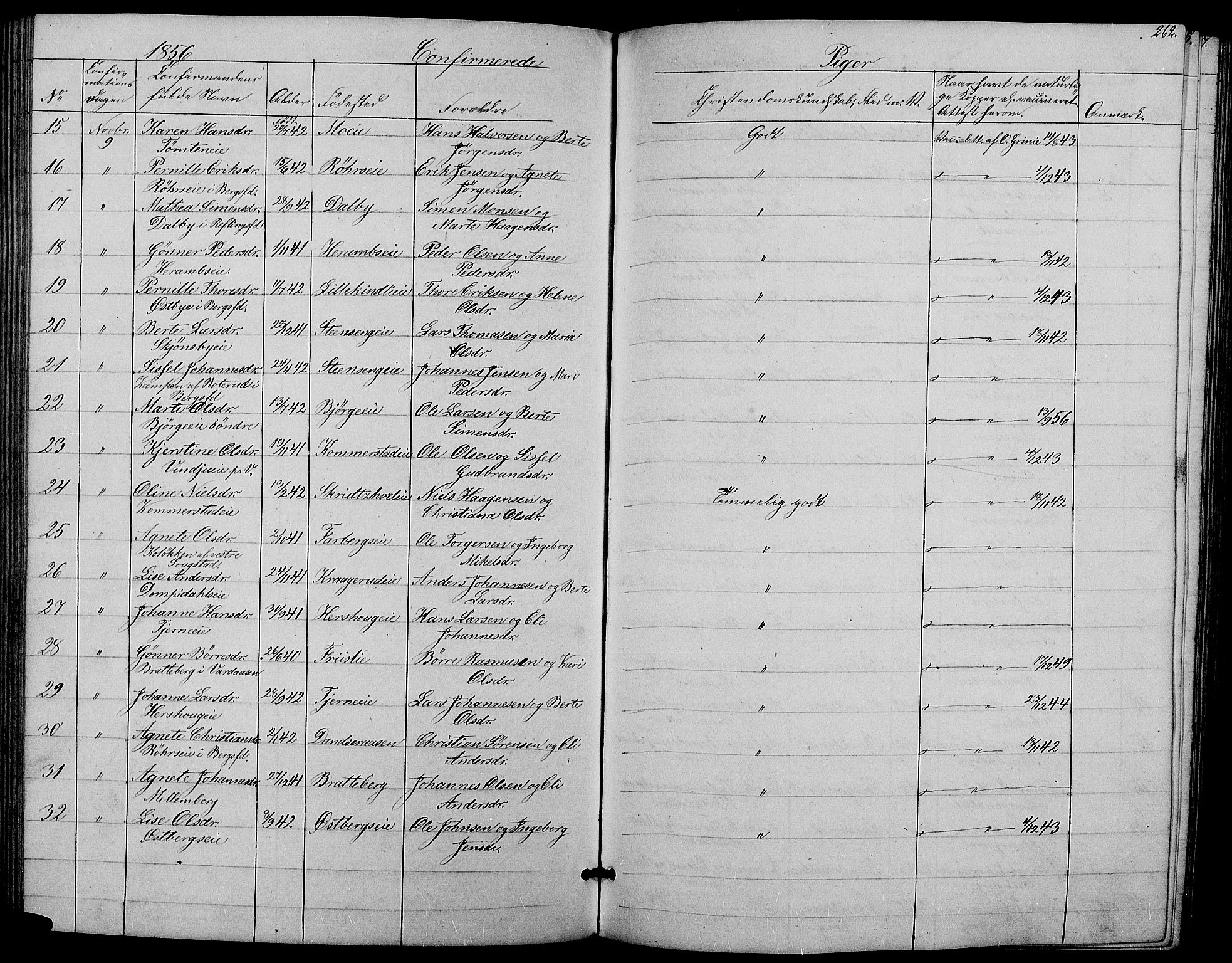 Ringsaker prestekontor, SAH/PREST-014/L/La/L0006: Parish register (copy) no. 6, 1851-1860, p. 262