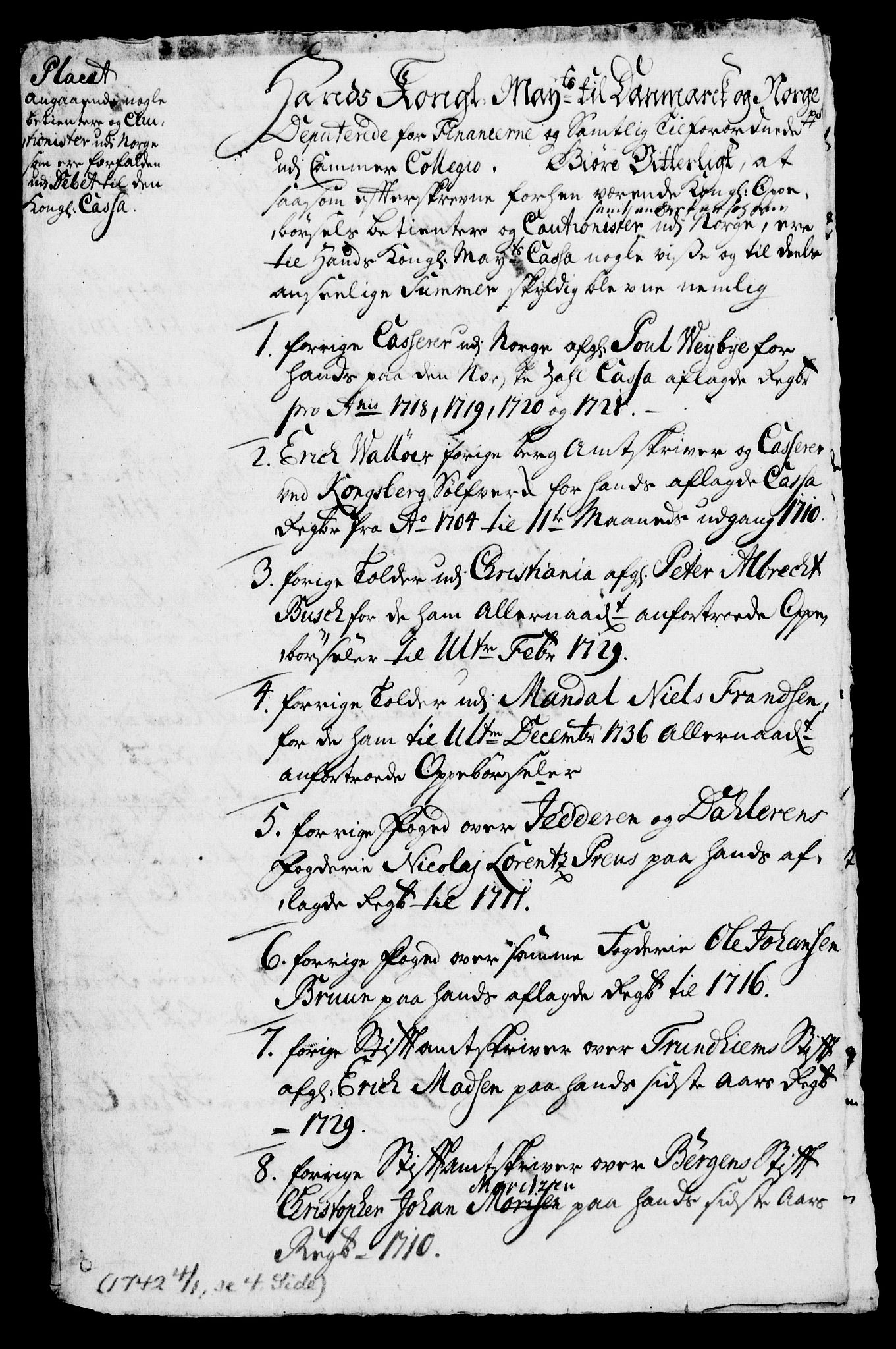 Rentekammeret, Kammerkanselliet, RA/EA-3111/G/Gg/Ggb/L0054: Dokumenter til en i ekspedisjonsprotokollen ikke innført plakat 4.1.1742 (merket RK 53.22), 1741-1742, p. 2