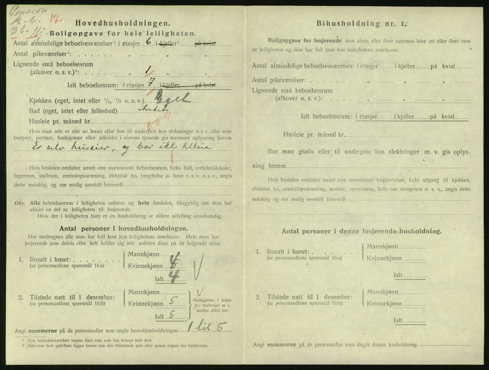 SAH, 1920 census for Lillehammer, 1920, p. 1613