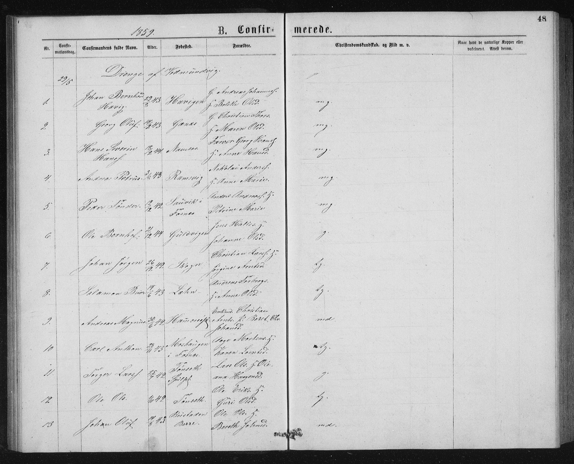 Ministerialprotokoller, klokkerbøker og fødselsregistre - Nord-Trøndelag, AV/SAT-A-1458/768/L0567: Parish register (official) no. 768A02, 1837-1865, p. 48