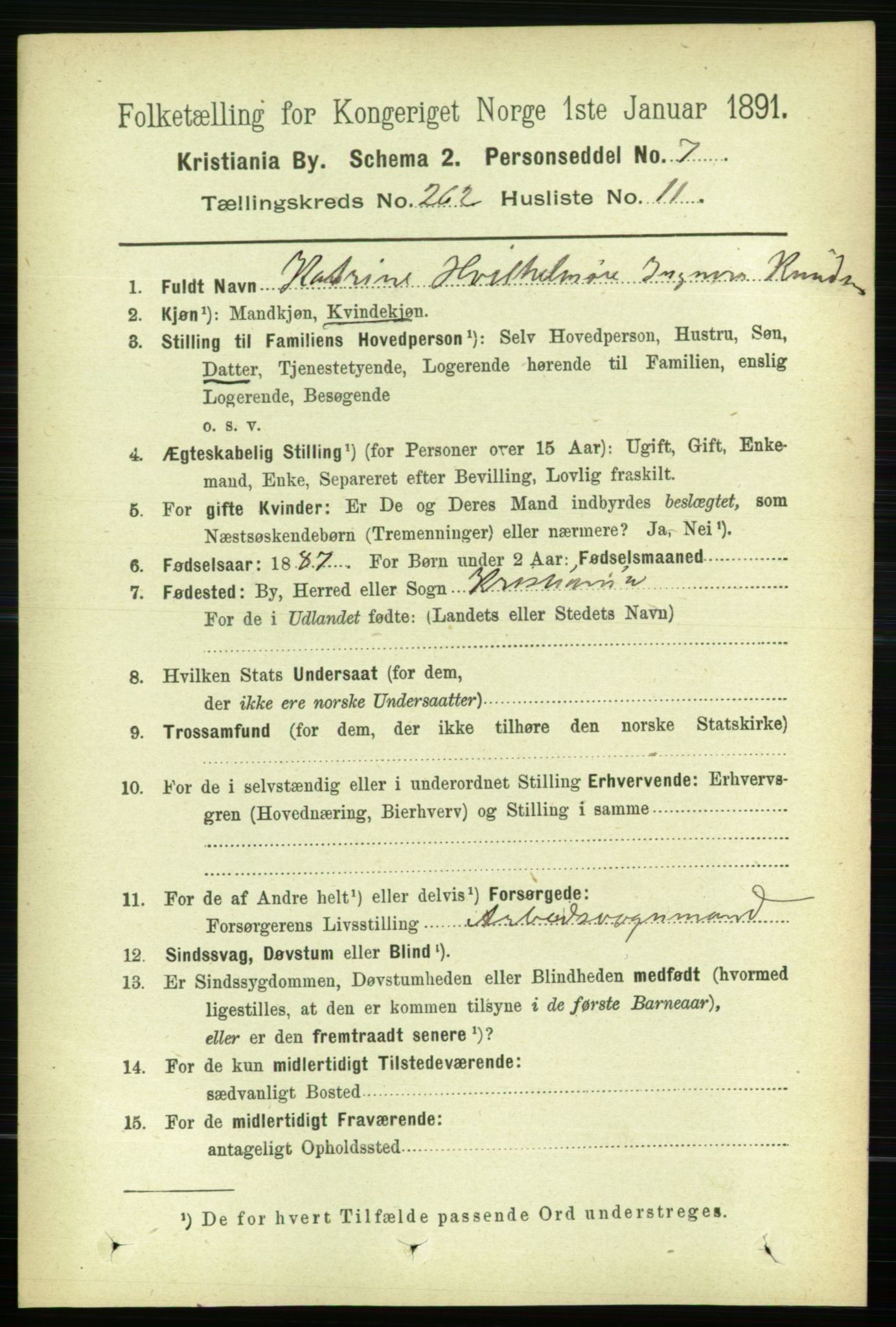 RA, 1891 census for 0301 Kristiania, 1891, p. 159296