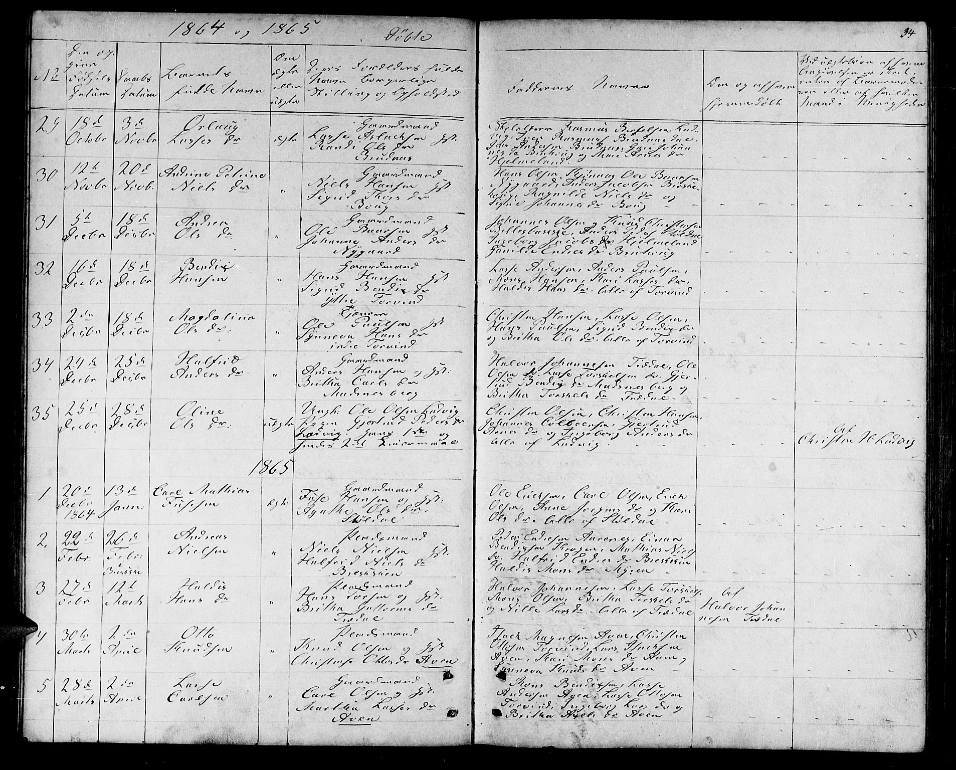 Lavik sokneprestembete, AV/SAB-A-80901: Parish register (copy) no. A 1, 1854-1881, p. 34
