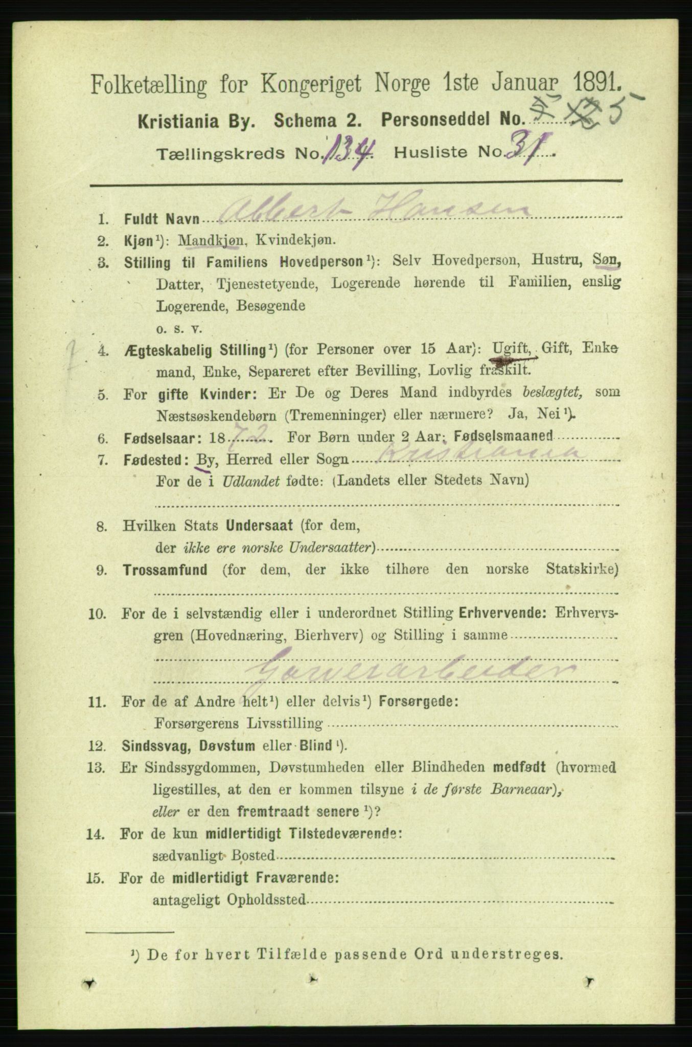 RA, 1891 census for 0301 Kristiania, 1891, p. 74168