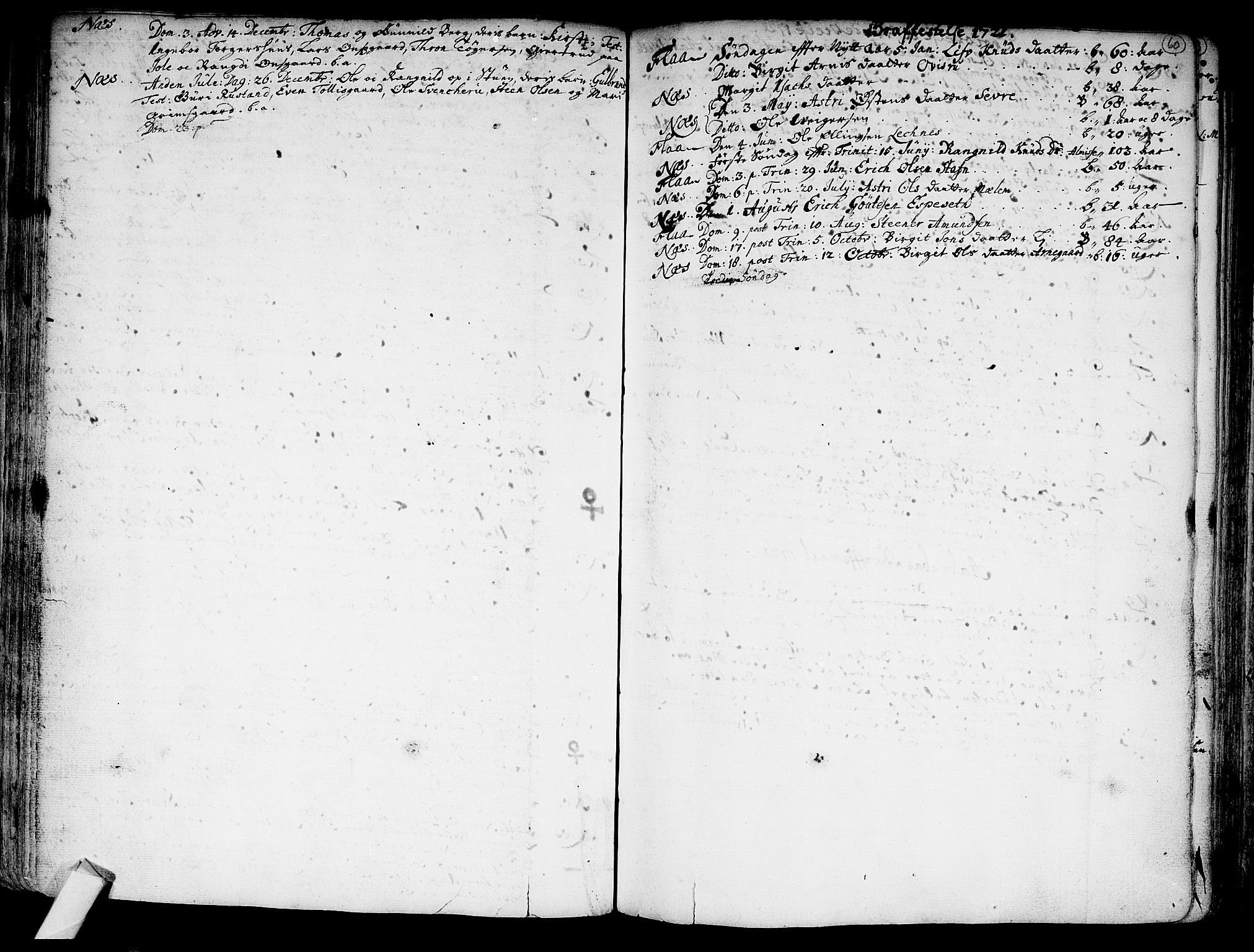 Nes kirkebøker, SAKO/A-236/F/Fa/L0002: Parish register (official) no. 2, 1707-1759, p. 60