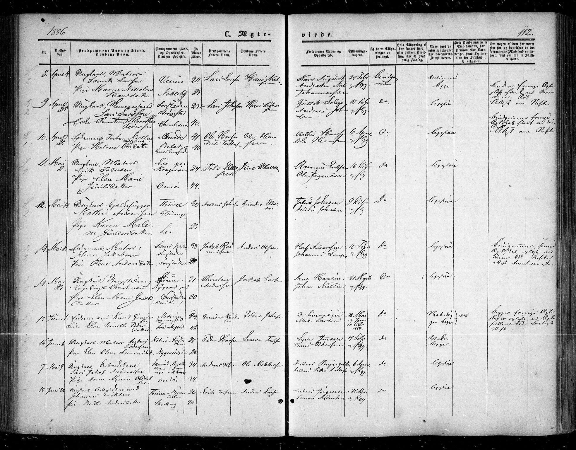 Glemmen prestekontor Kirkebøker, AV/SAO-A-10908/F/Fa/L0007: Parish register (official) no. 7, 1853-1862, p. 112