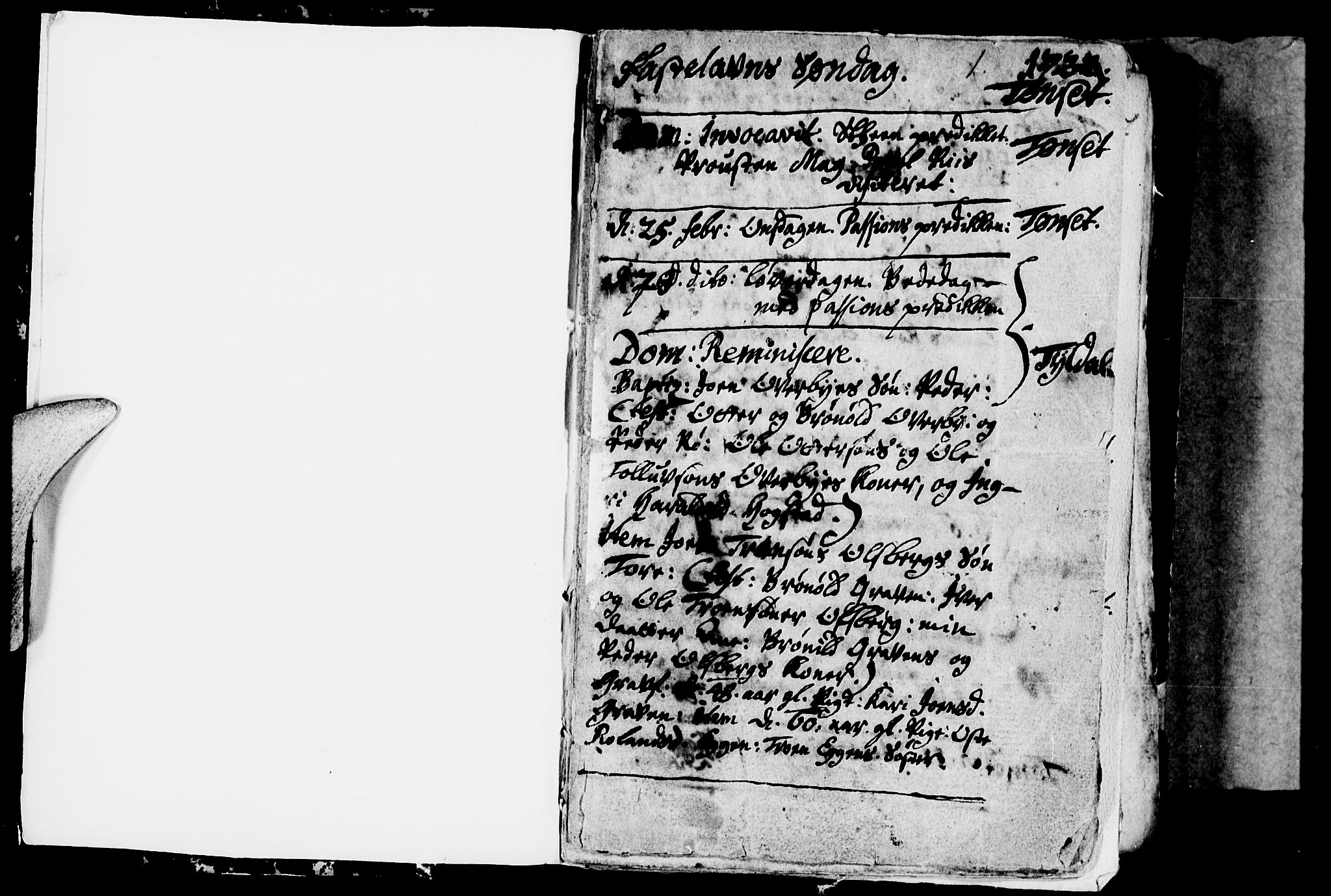 Tynset prestekontor, SAH/PREST-058/H/Ha/Haa/L0001: Parish register (official) no. 1, 1722-1732, p. 0-1