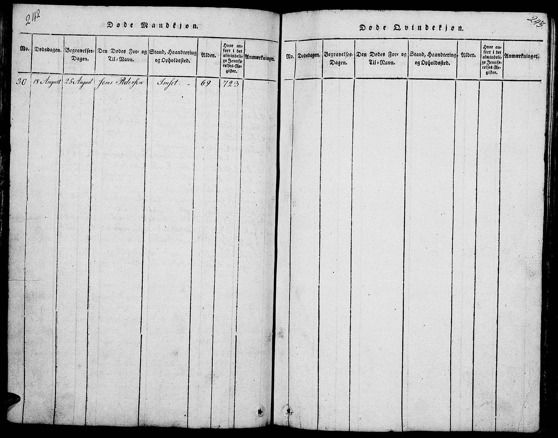 Løten prestekontor, AV/SAH-PREST-022/L/La/L0001: Parish register (copy) no. 1, 1812-1832, p. 242-243