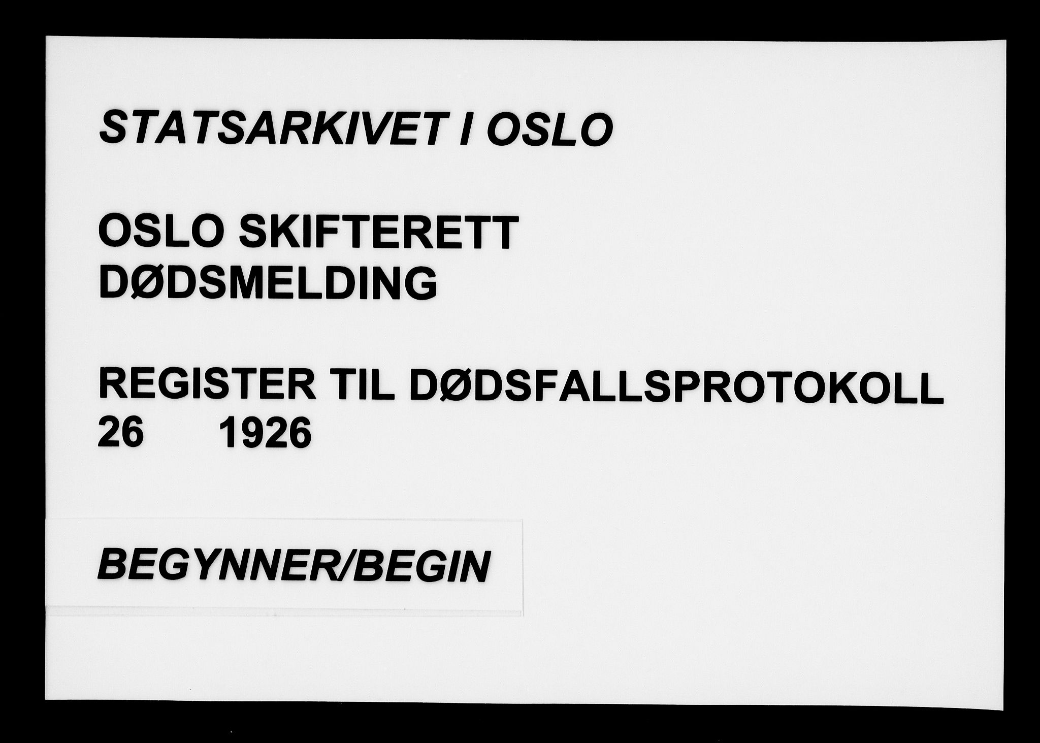 Oslo skifterett, SAO/A-10383/F/Fa/Faa/L0026: Navneregister, 1926