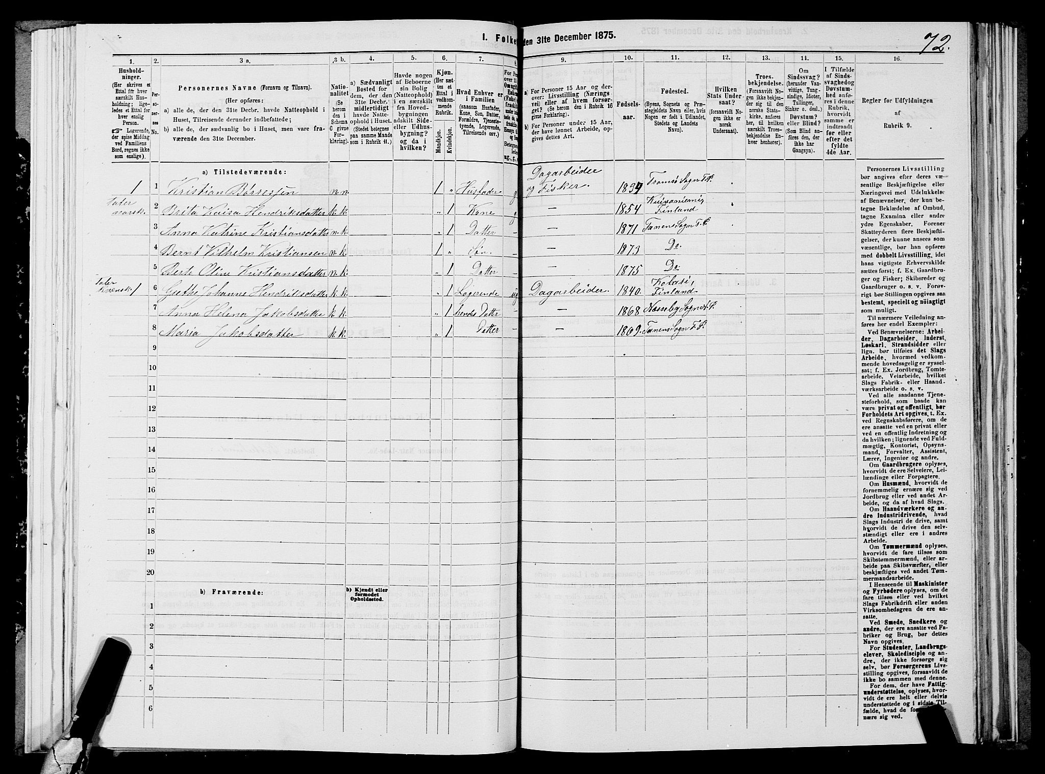 SATØ, 1875 census for 2025P Tana, 1875, p. 2072