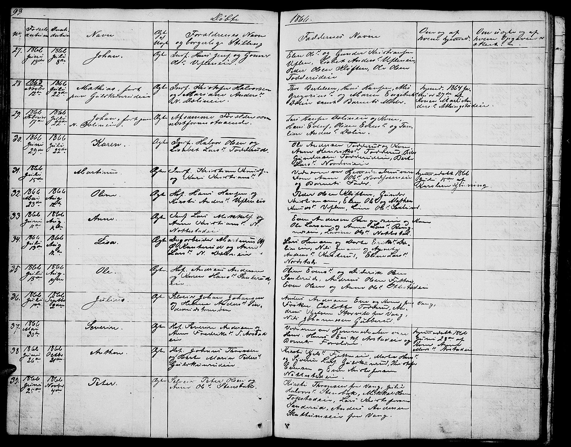 Stange prestekontor, AV/SAH-PREST-002/L/L0002: Parish register (copy) no. 2, 1838-1879, p. 93