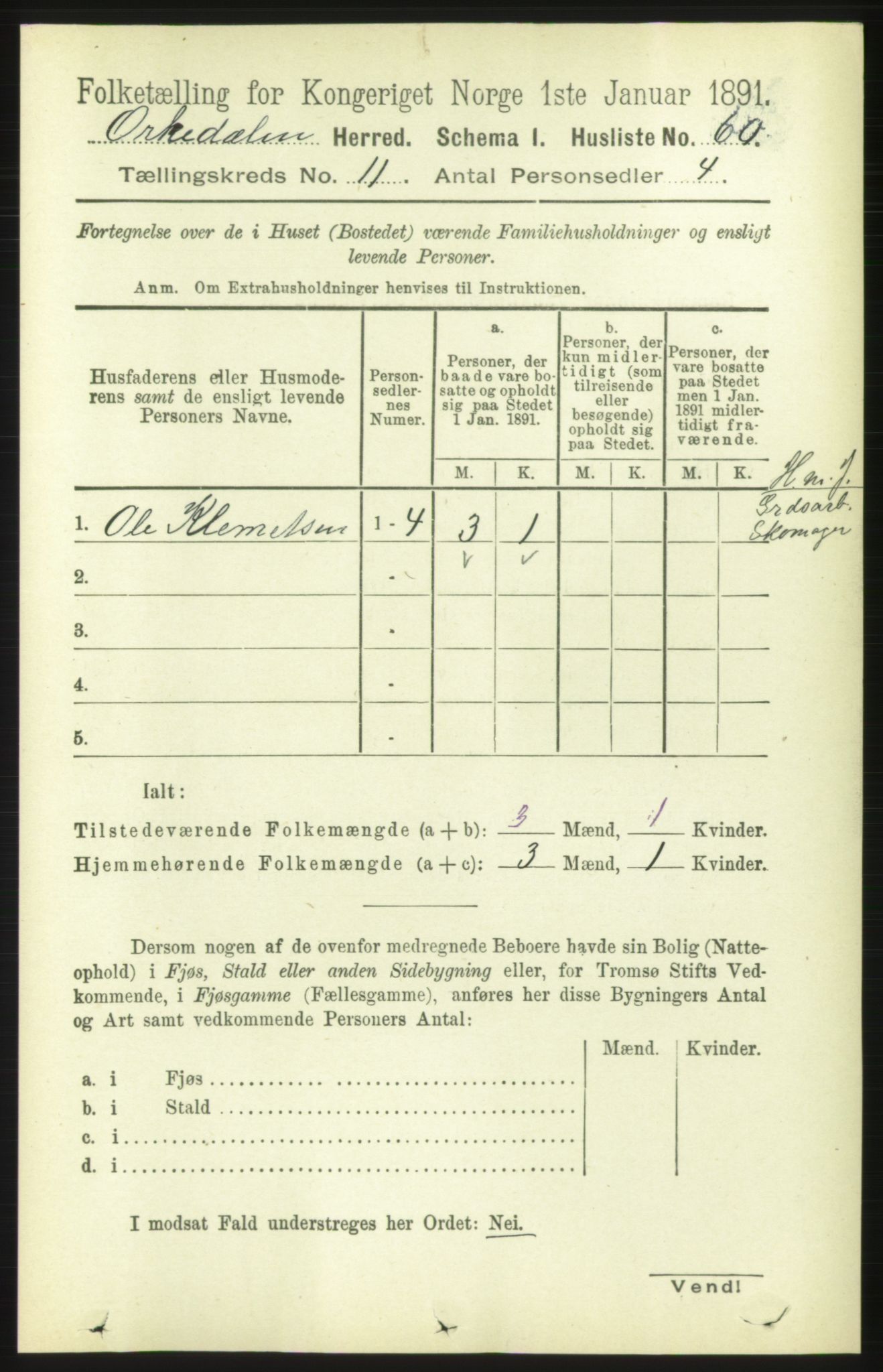 RA, 1891 census for 1638 Orkdal, 1891, p. 5139