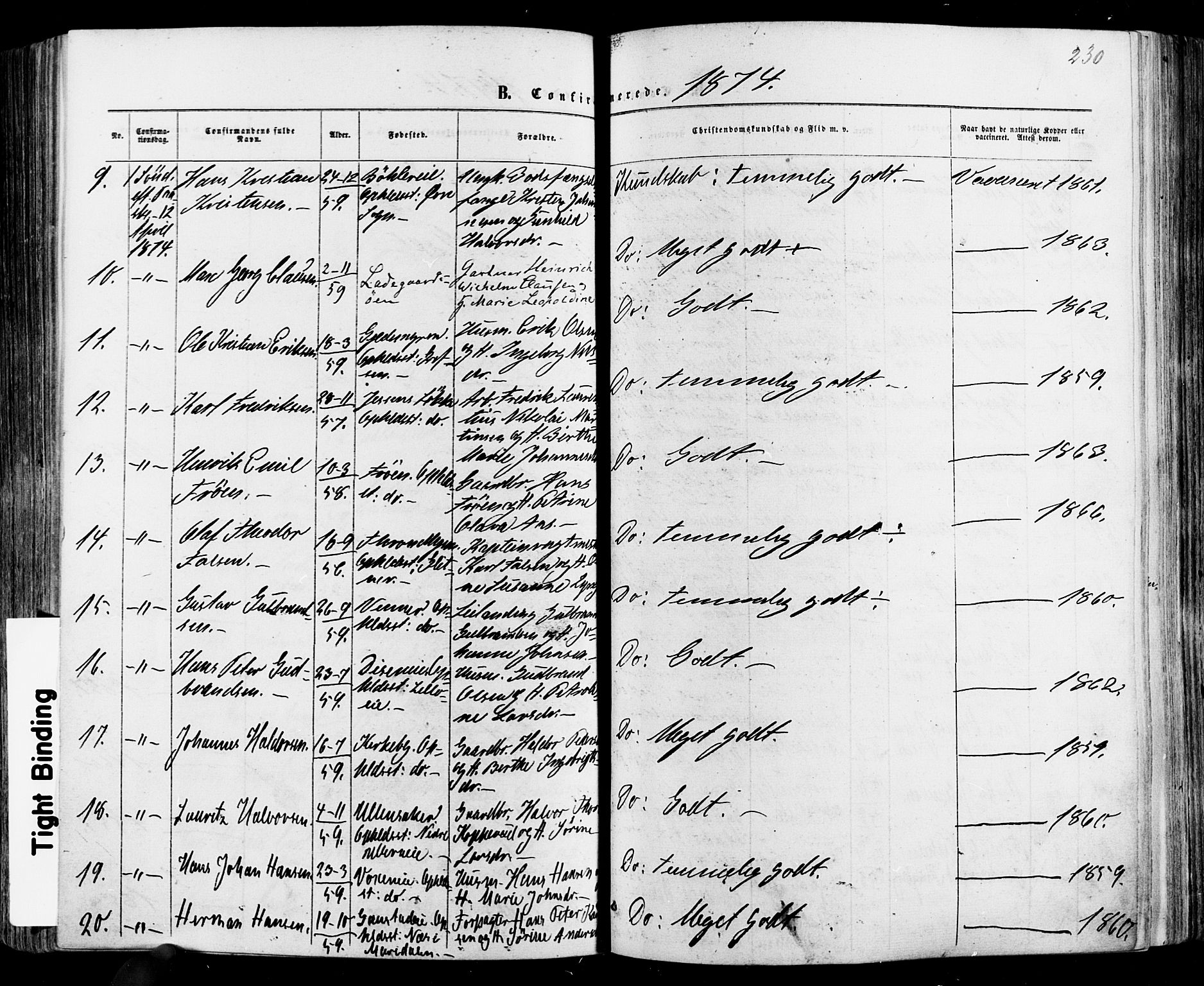 Vestre Aker prestekontor Kirkebøker, SAO/A-10025/F/Fa/L0005: Parish register (official) no. 5, 1859-1877, p. 230