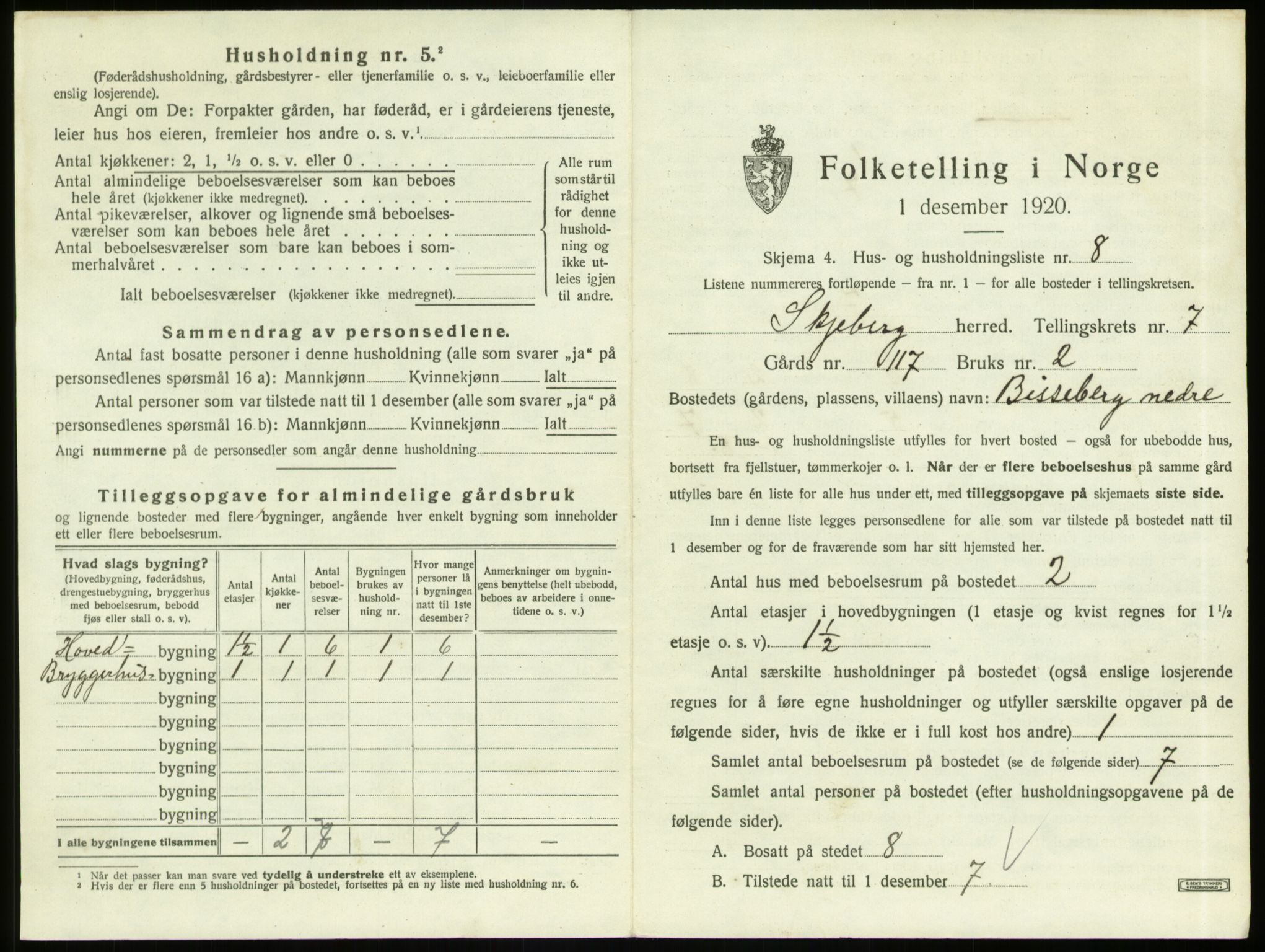 SAO, 1920 census for Skjeberg, 1920, p. 907