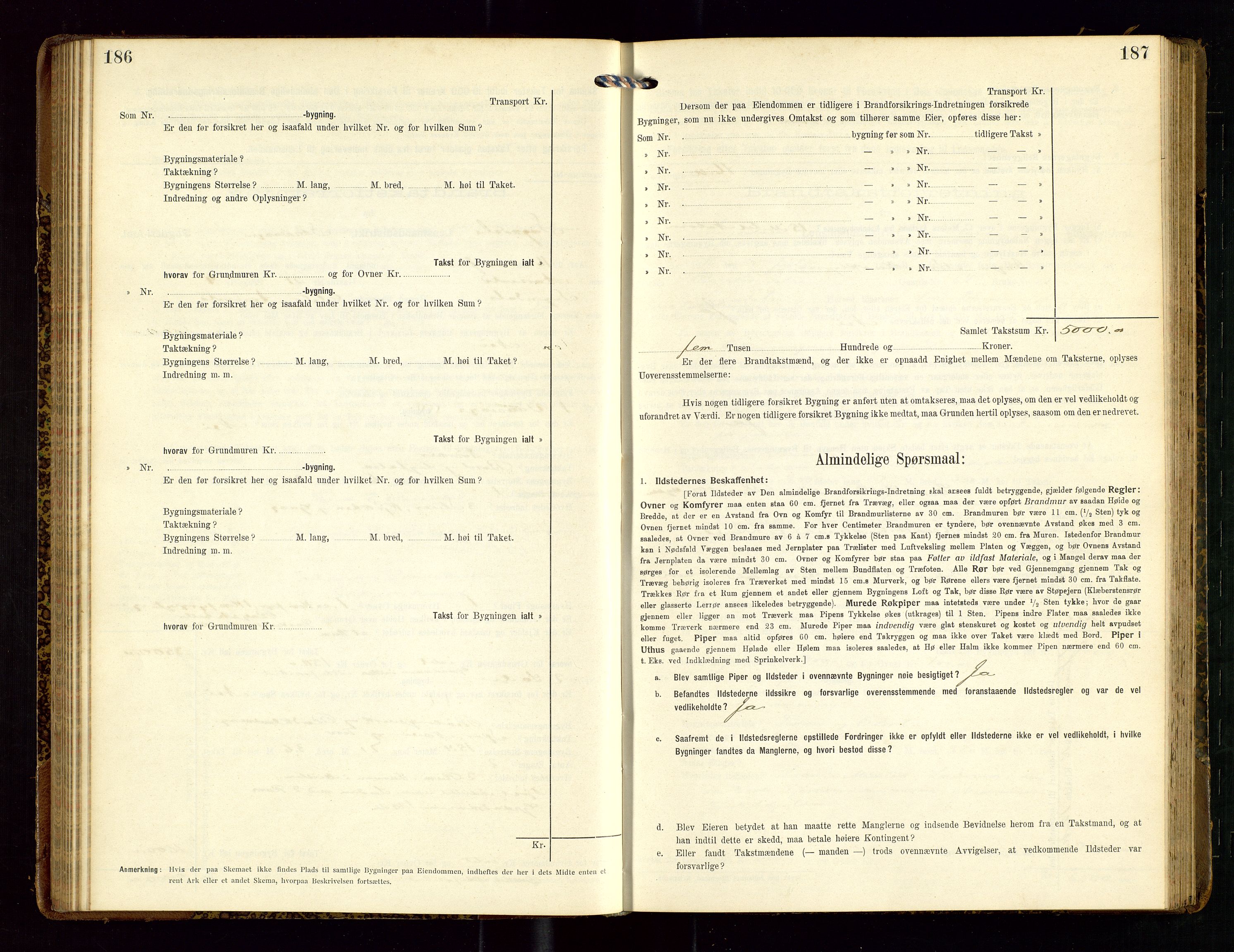 Sokndal lensmannskontor, AV/SAST-A-100417/Gob/L0003: "Brandtakst-Protokol", 1914-1917, p. 186-187