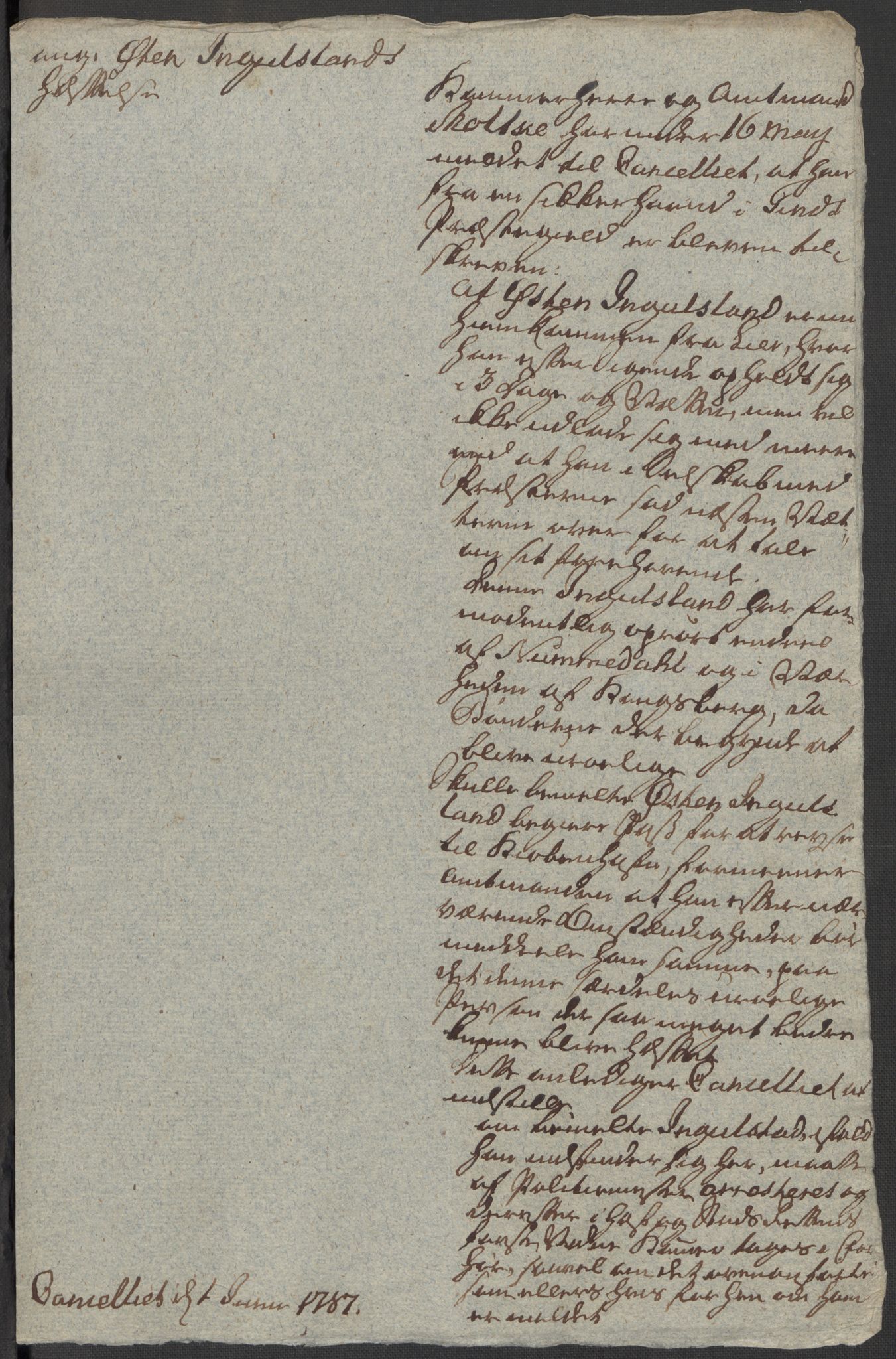 Danske Kanselli, Skapsaker, AV/RA-EA-4061/F/L0102: Skap 16, pakke 7 VIII, 1787-1800, p. 307